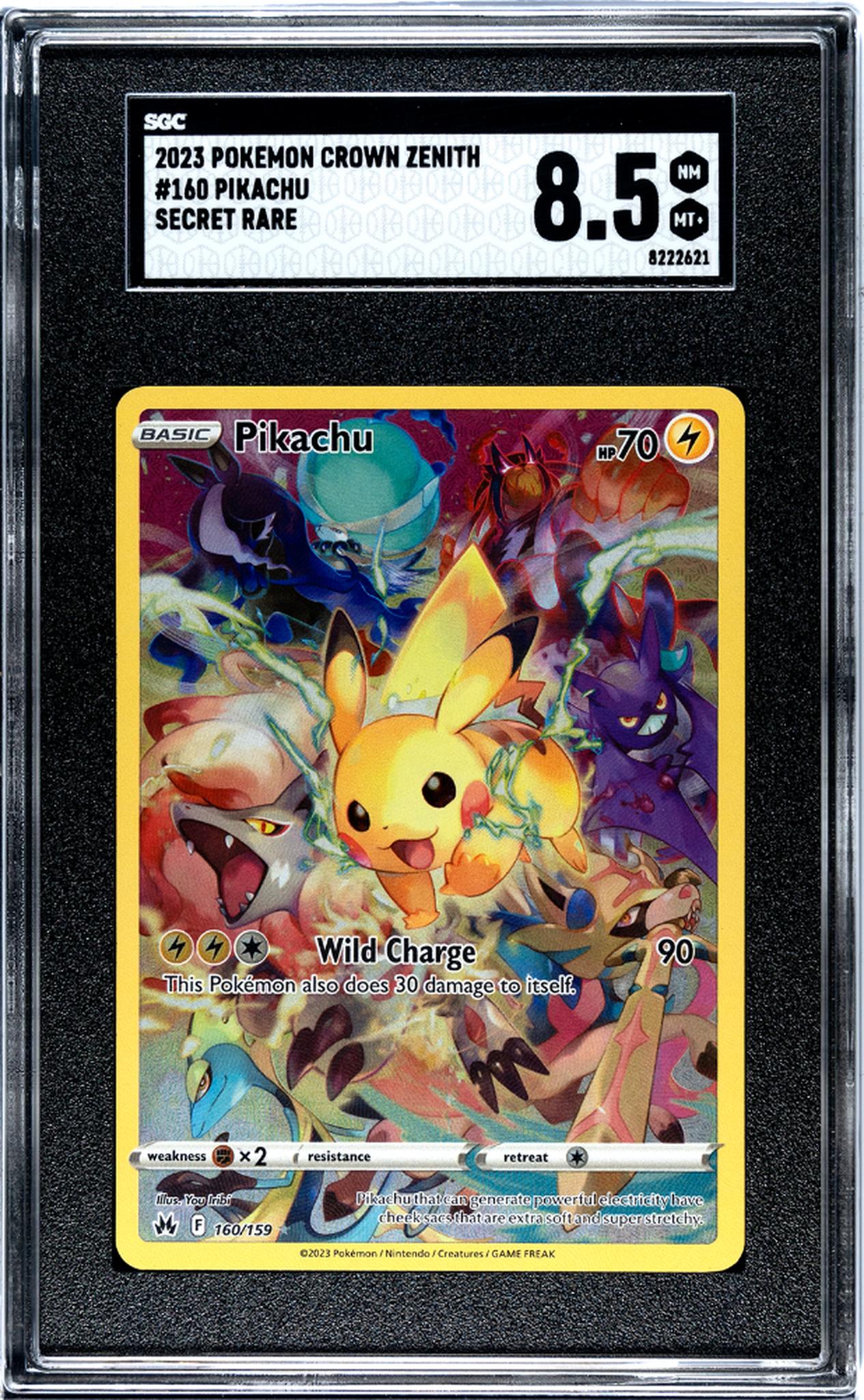 2023 Pokémon Sword & Shield Crown Zenith Secret Rare Pikachu #160/159 SGC 8.5