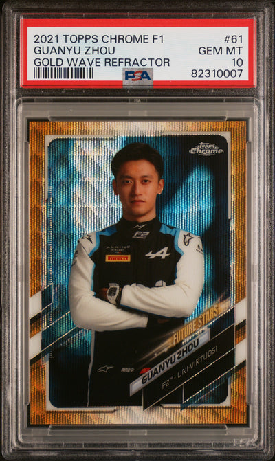 2021 Topps Chrome Future Stars Guanyu Zhou #61 Gold Wave Refractor /50 PSA 10