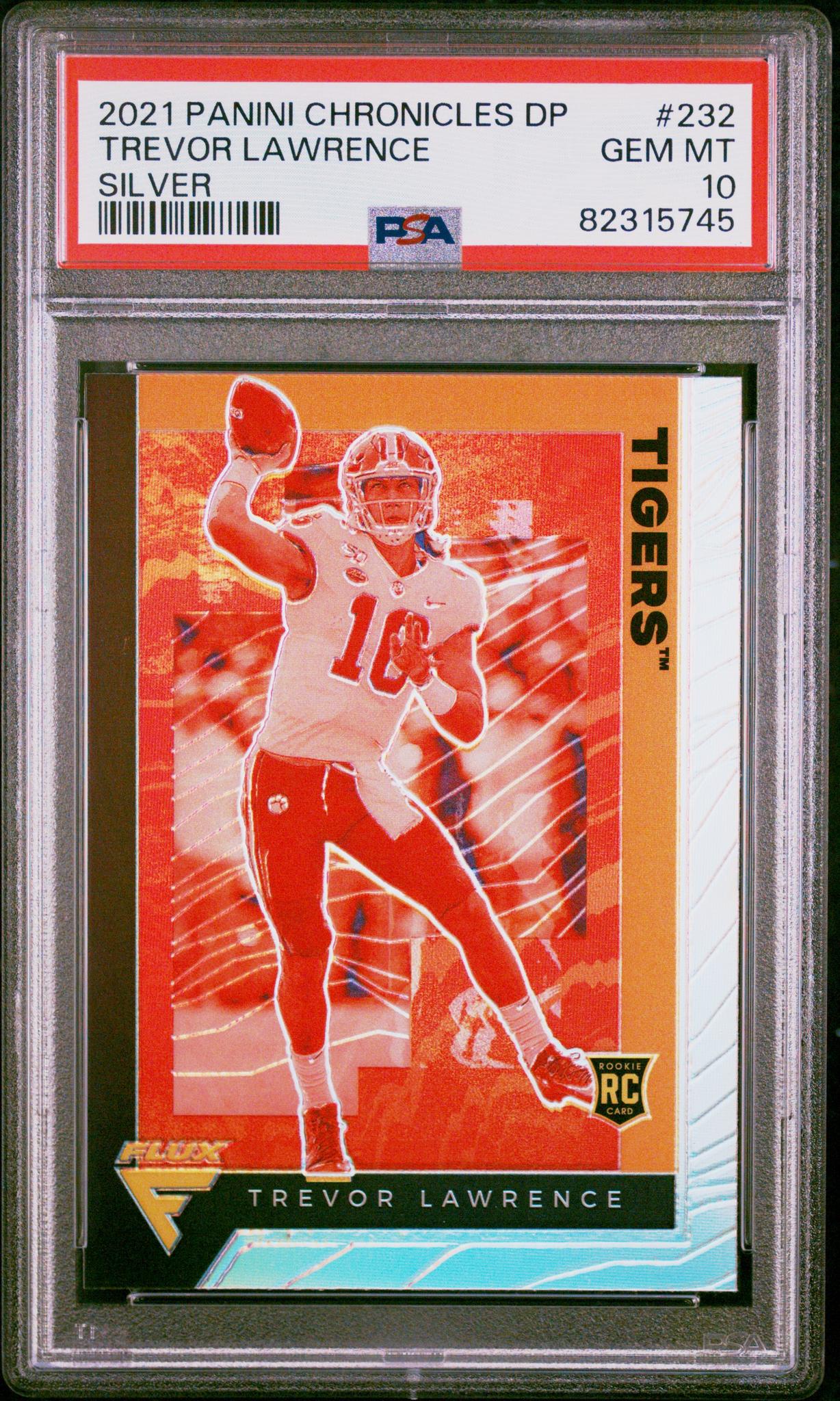 2021 Panini Chronicles DP Flux Silver Prizm Trevor Lawrence #232 RC PSA 10