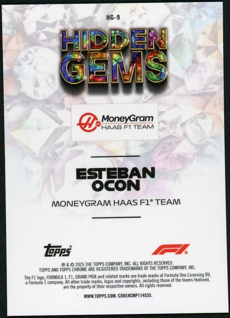 2025 Topps Chrome HG-9 Esteban Ocon Hidden Gems