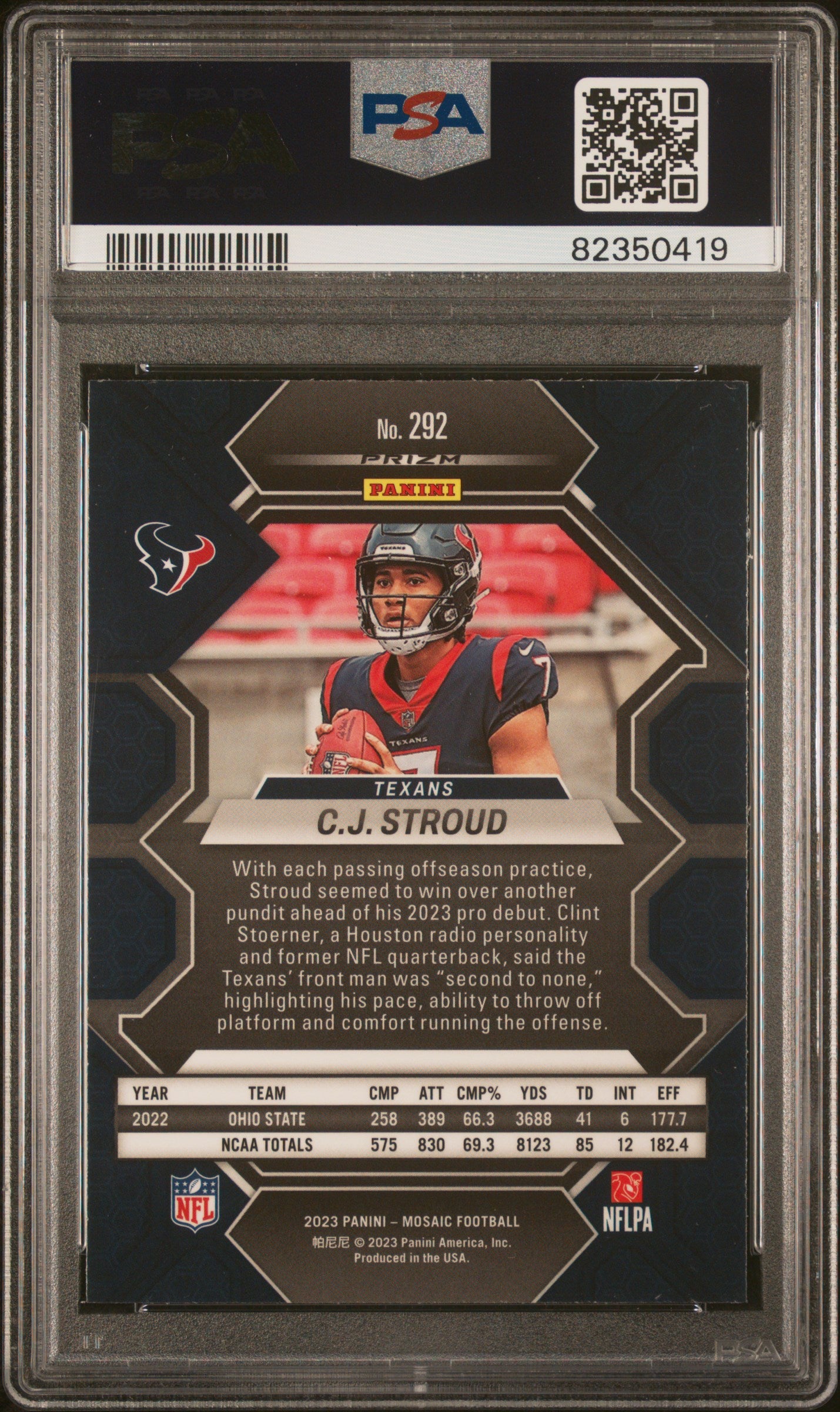 2023 Panini Mosaic Red C.J. Stroud #292 RC PSA 9