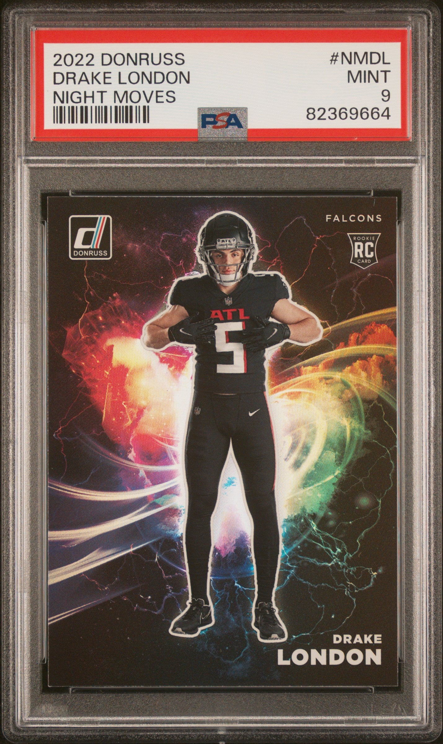 2022 Panini Donruss Night Moves Drake London #NM-DL RC PSA 9