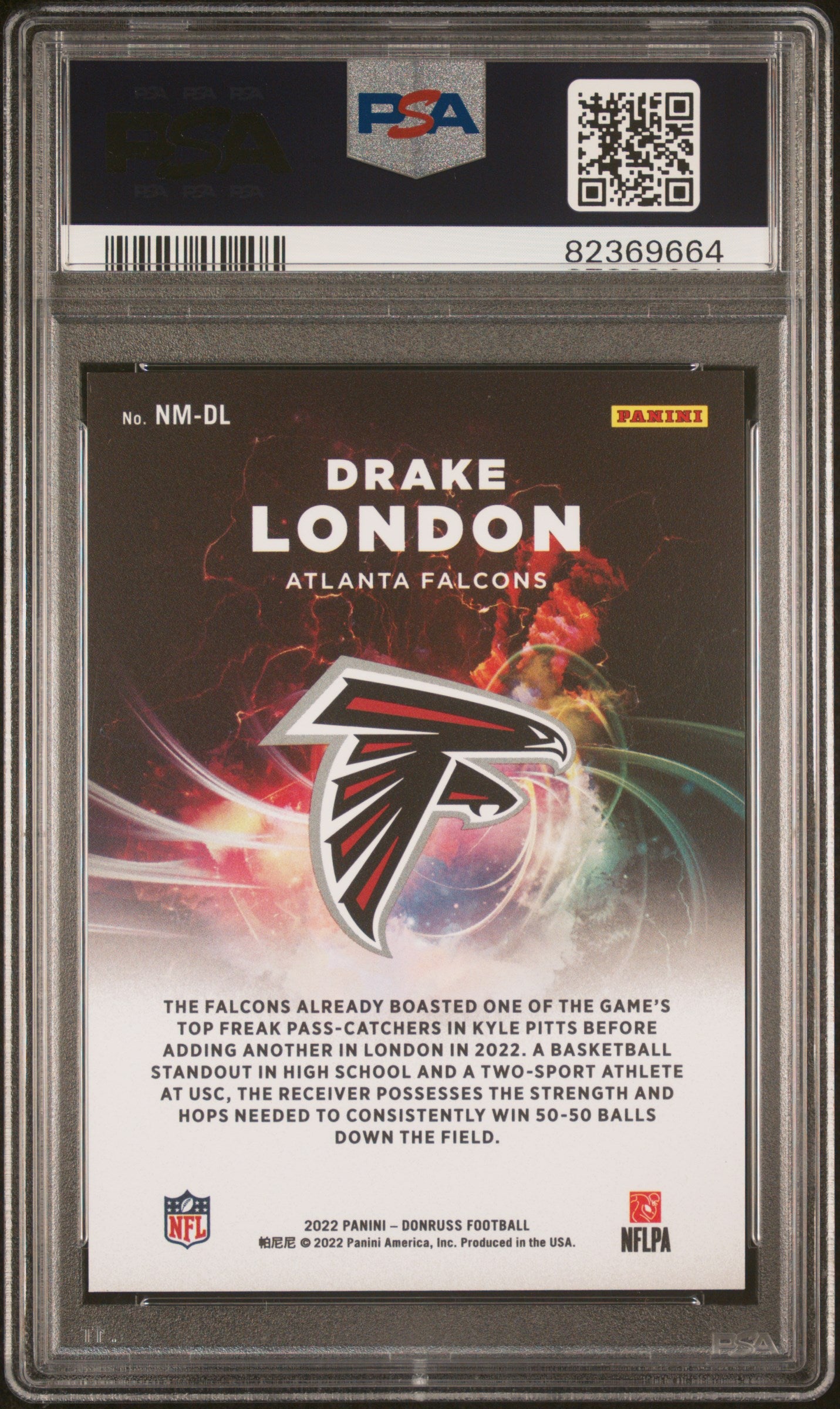 2022 Panini Donruss Night Moves Drake London #NM-DL RC PSA 9