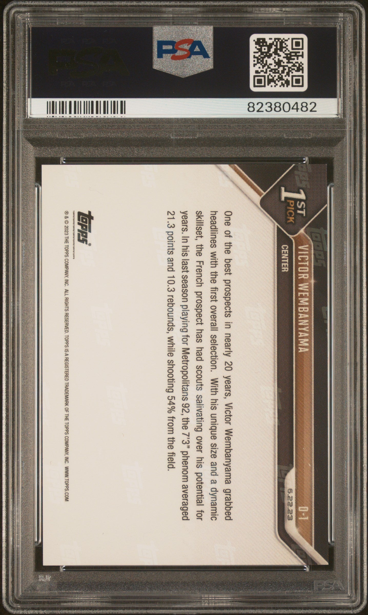 2023 Topps Now Draft Victor Wembanyama #D1 RC PSA 10