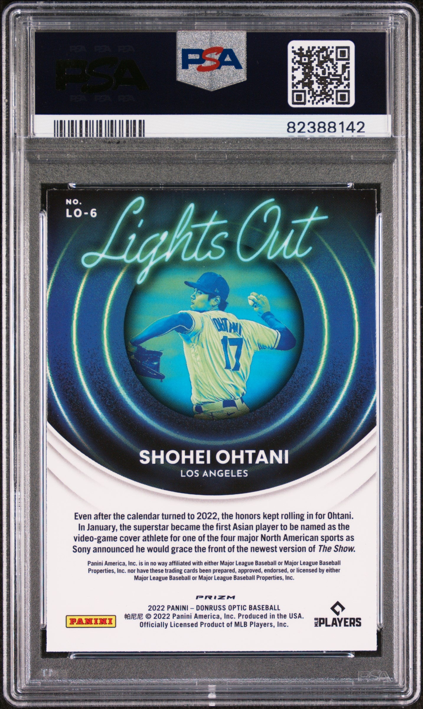 2022 Donruss Optic Lights Out Holo Shohei Ohtani #LO-6 PSA 10