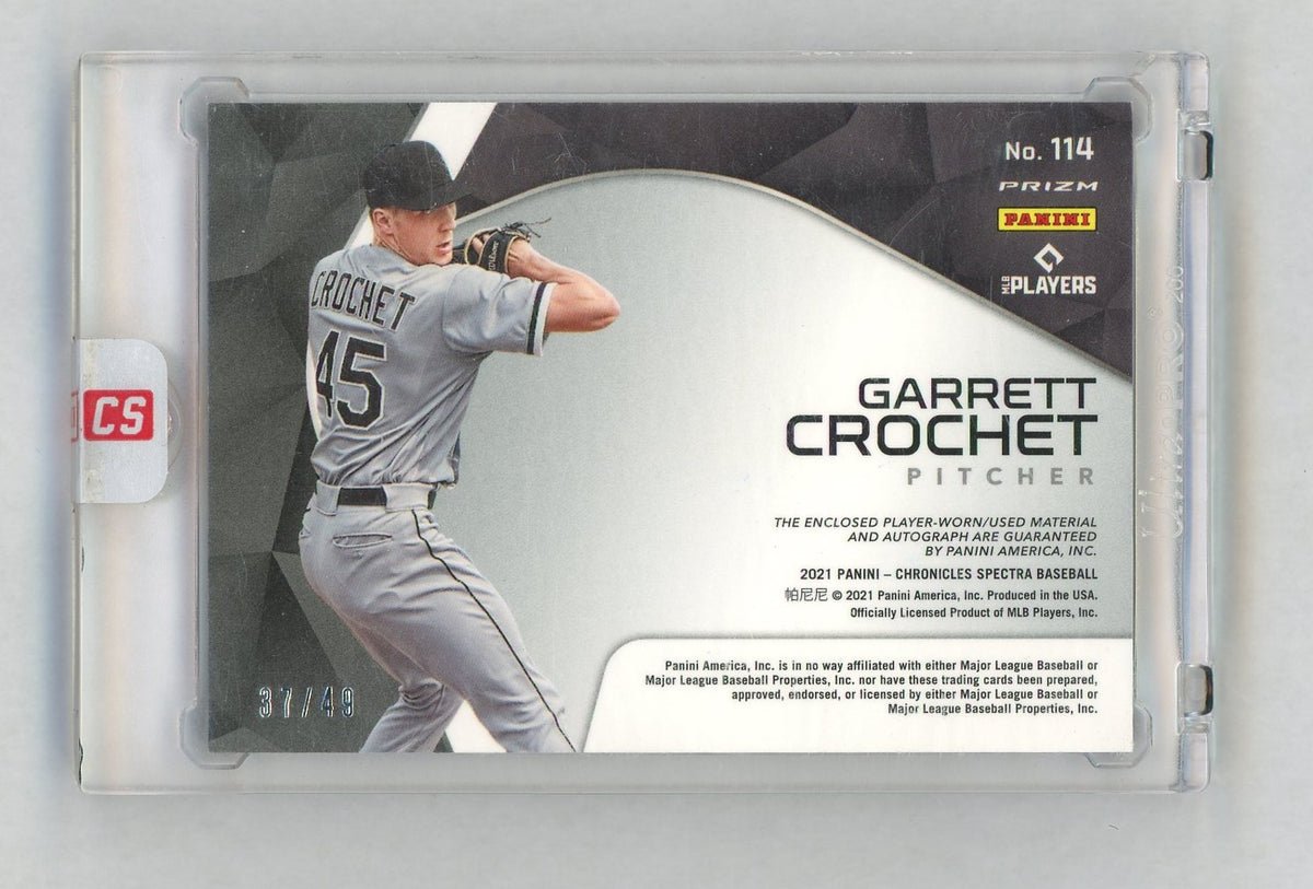 2021 Spectra #114 Garrett Crochet Rookie RC Player-Worn Patch Auto Neon Pink /49