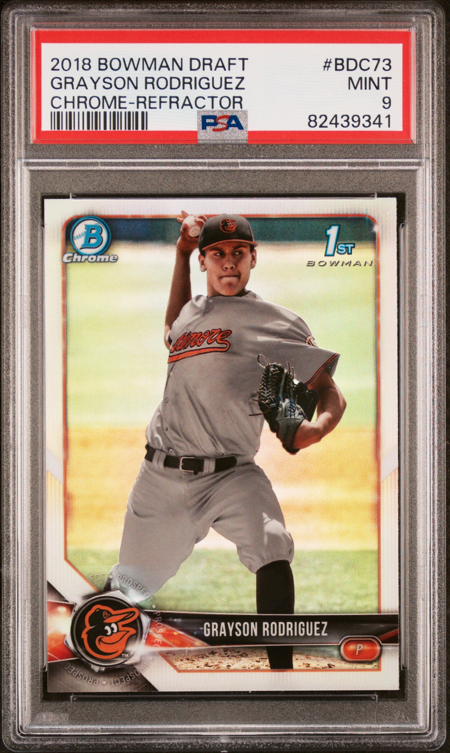 2018 Bowman Draft Chrome Refractor Grayson Rodriguez #BDC-73 PSA 9