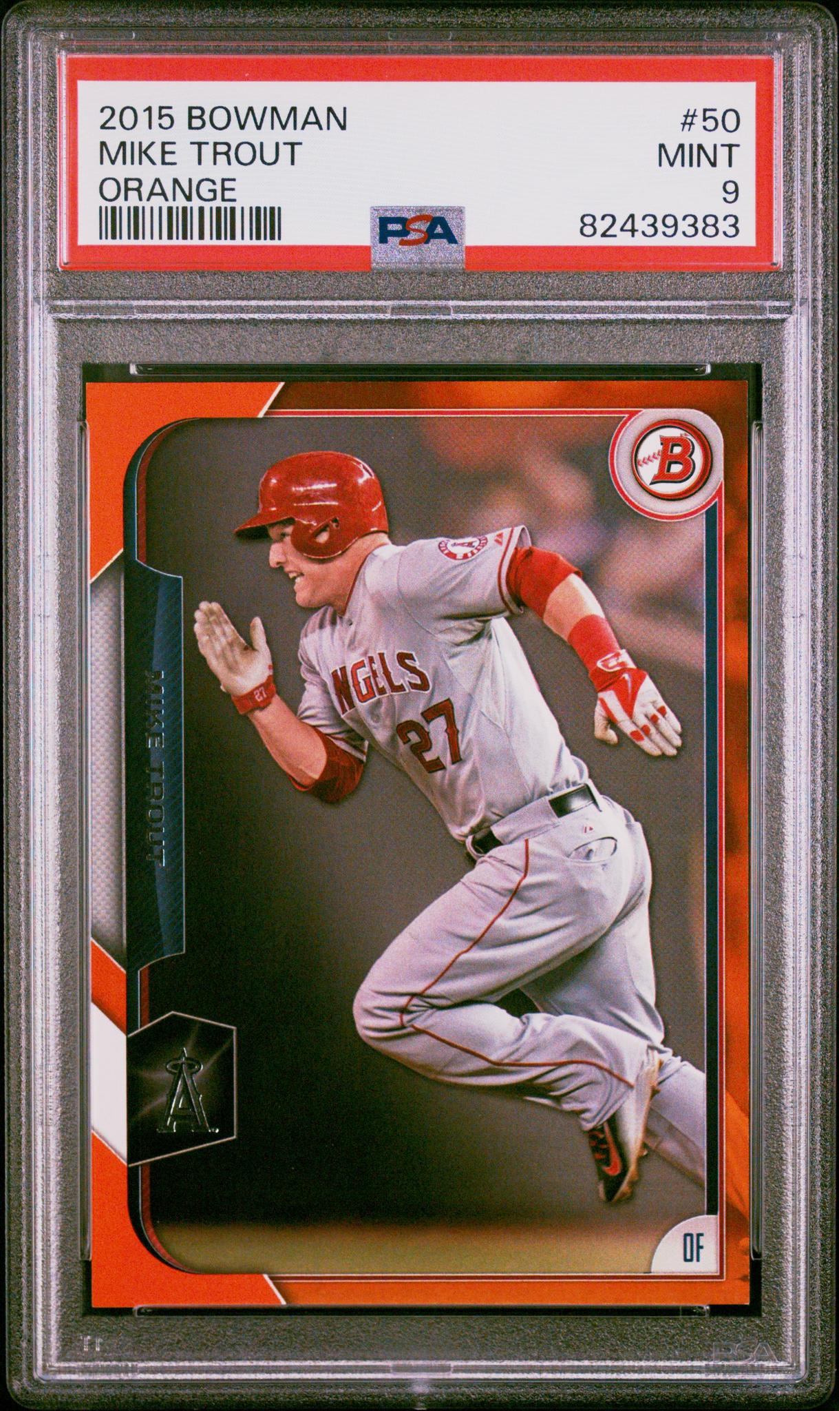 2015 Bowman #50 Mike Trout Orange /25 PSA 9
