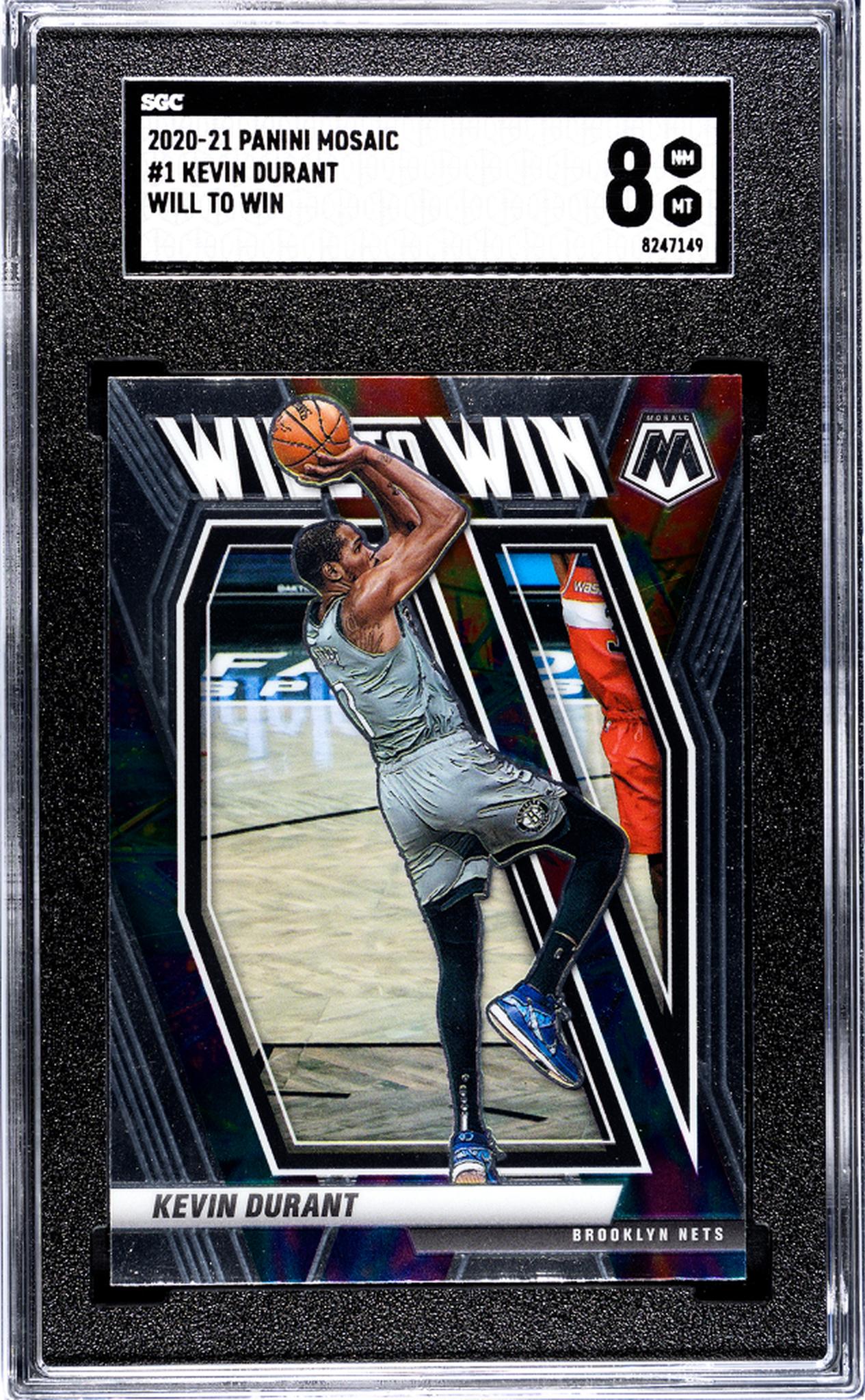 2020-21 Panini Mosaic Will To Win Kevin Durant #1 SGC 8
