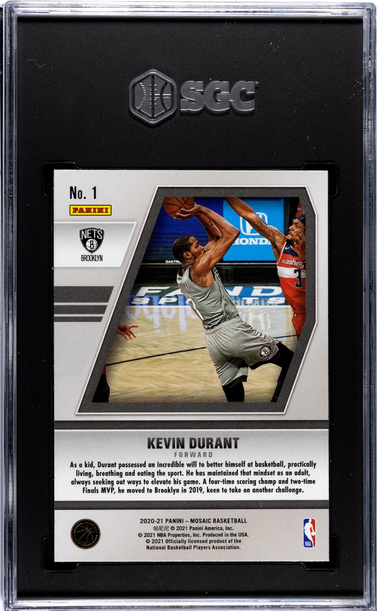 2020-21 Panini Mosaic Will To Win Kevin Durant #1 SGC 8