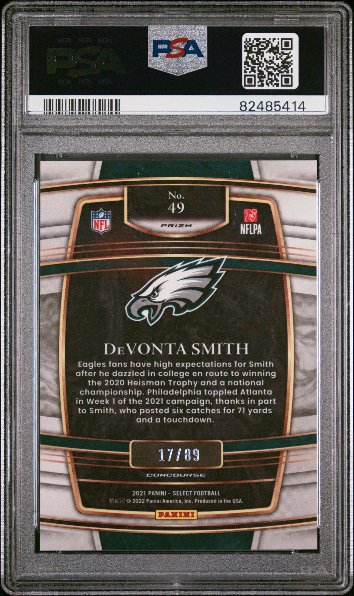 2021 Panini Select Dragon Scale DeVonta Smith #49 RC Prizm Concourse /89 PSA 9