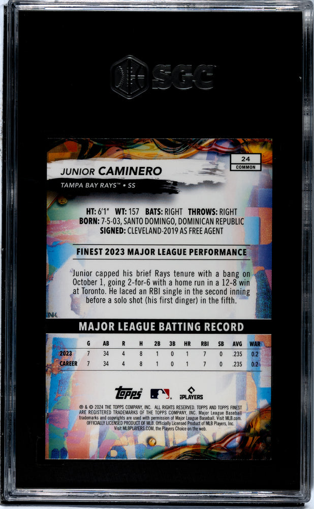 2024 Topps Finest #24 Junior Caminero SGC 9.5