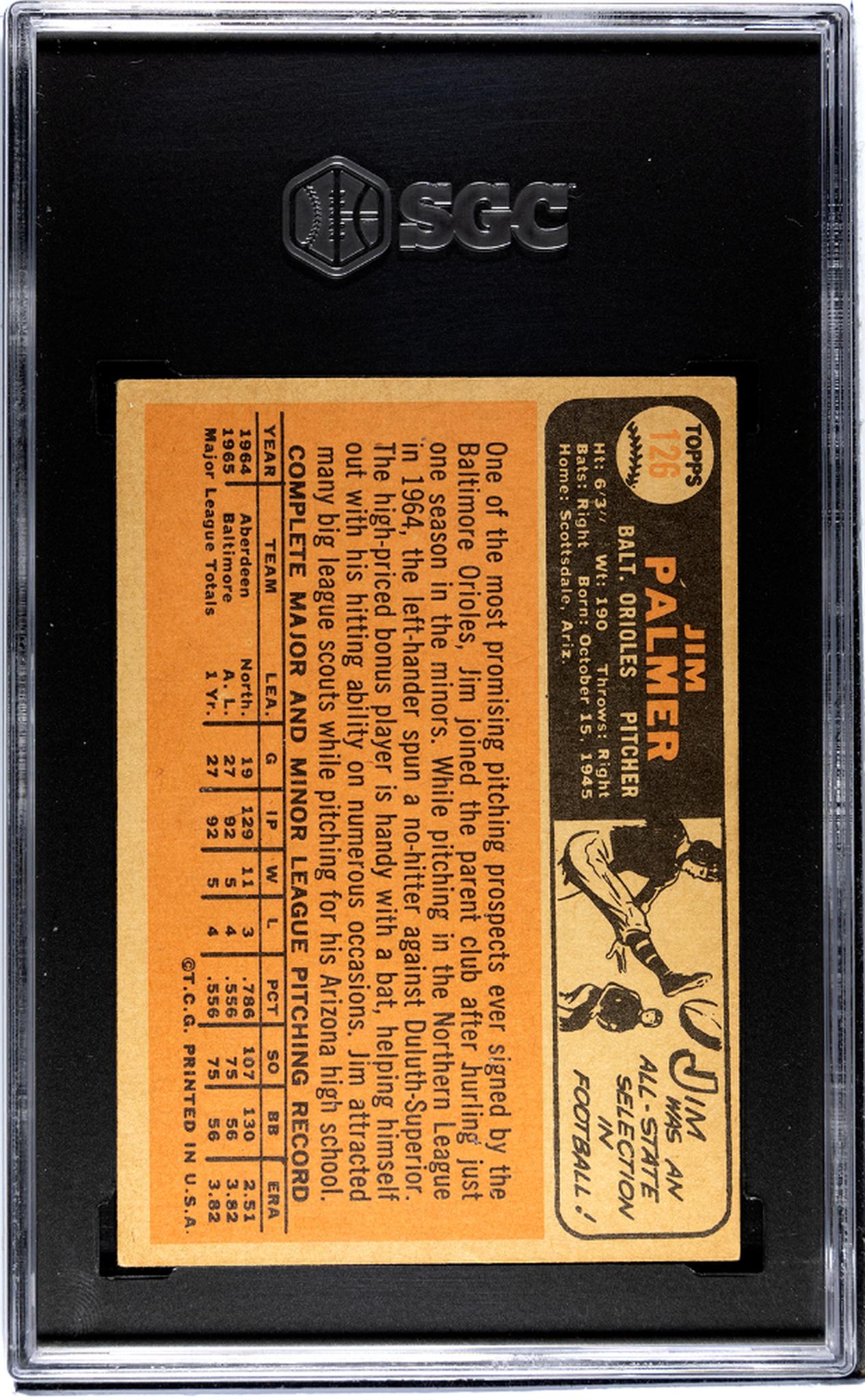 1966 Topps #126 Jim Palmer SGC 3.5