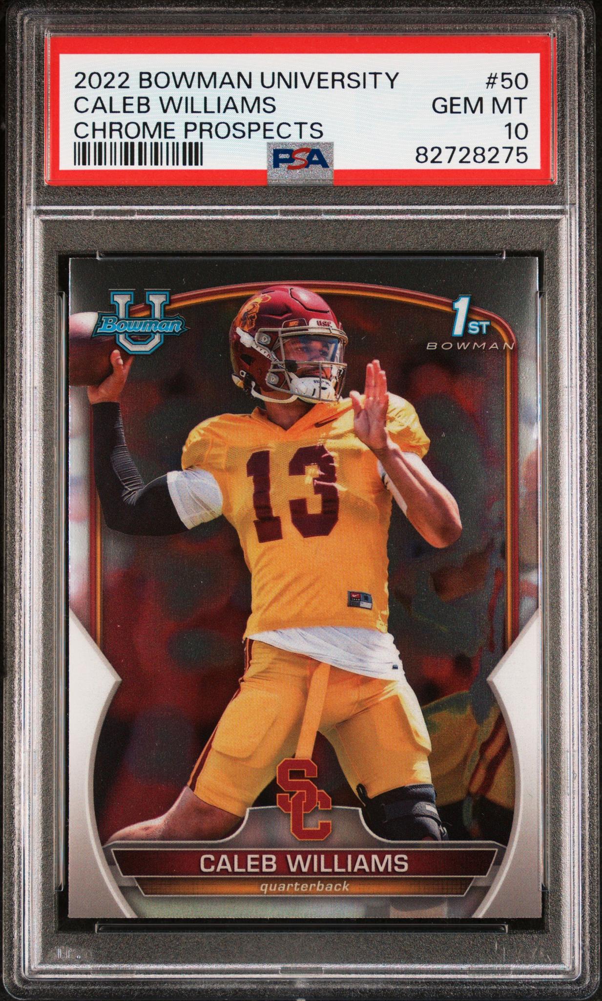2022 Topps Bowman University Chrome Prospects Caleb Williams #50 PSA 10