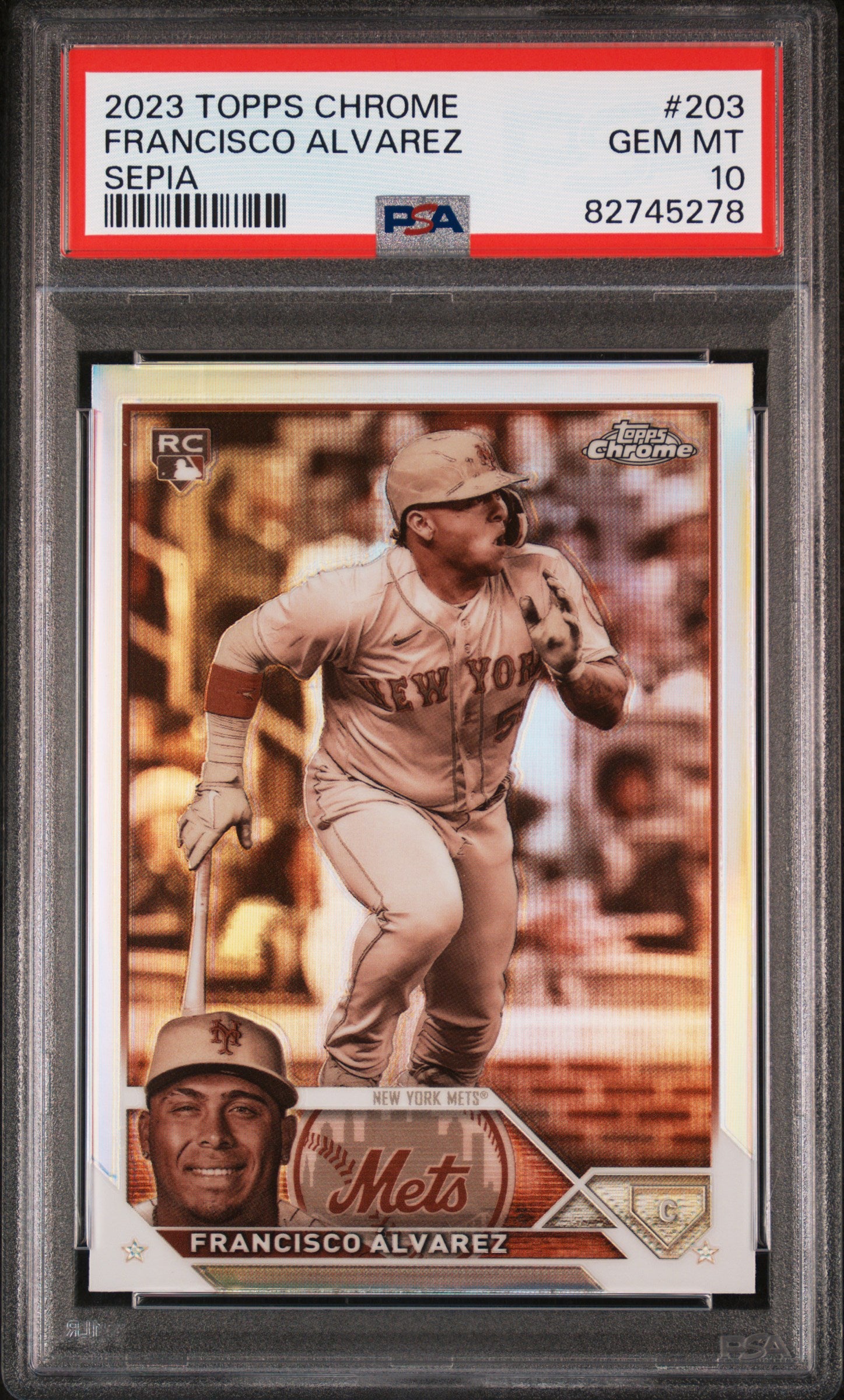 2023 Topps Chrome Sepia Francisco Alvarez #203 RC PSA 10