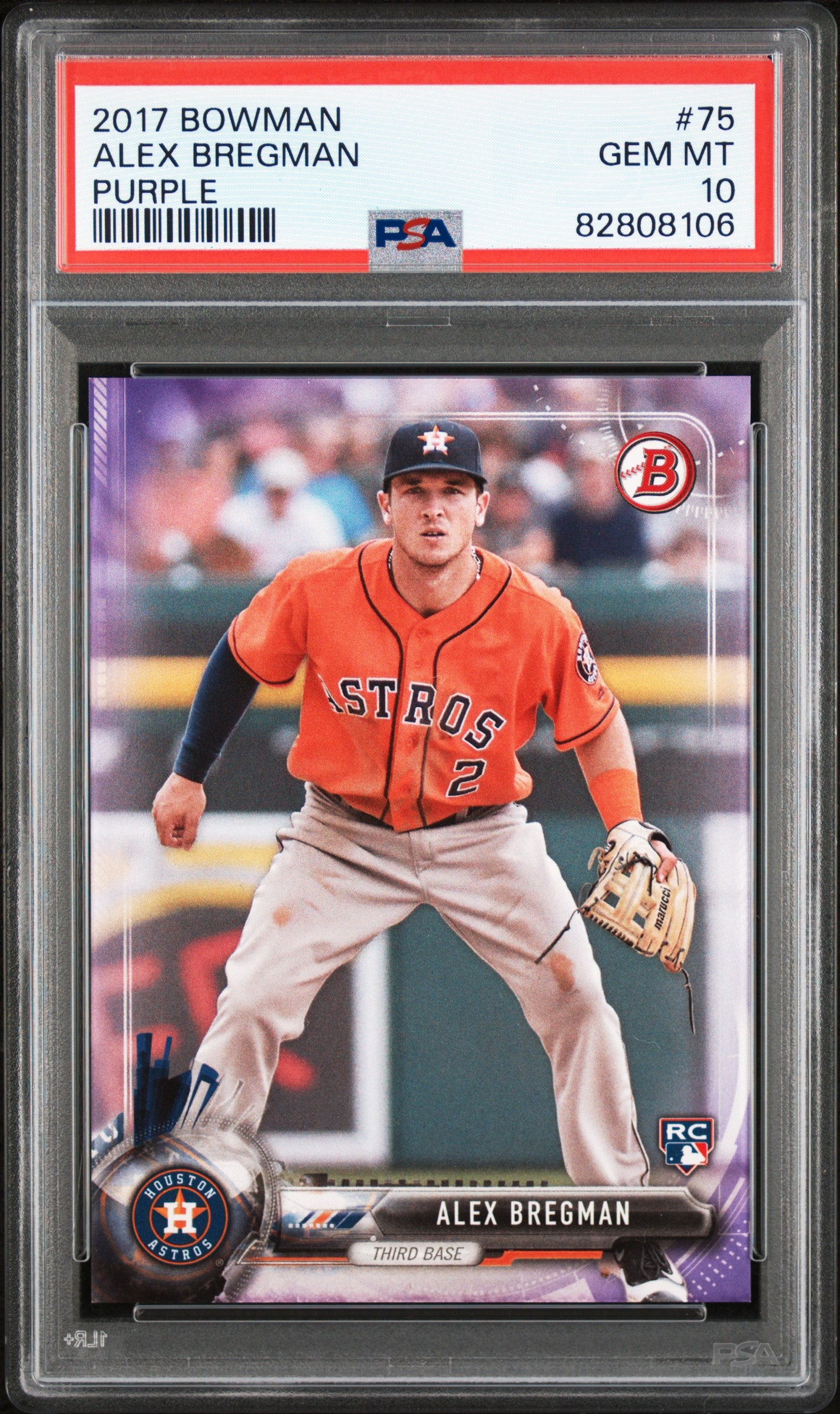 2017 Bowman Purple Alex Bregman #75 RC /250 PSA 10