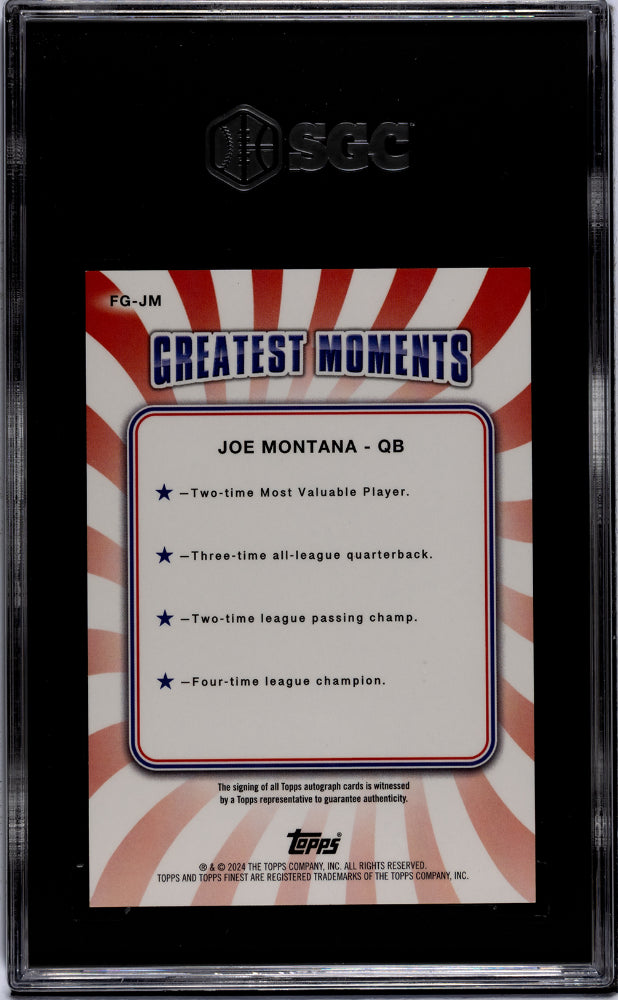2024 Topps Finest Greats Oil Spill Joe Montana #FG-JM Auto /10 SGC 9.5 Auto 10