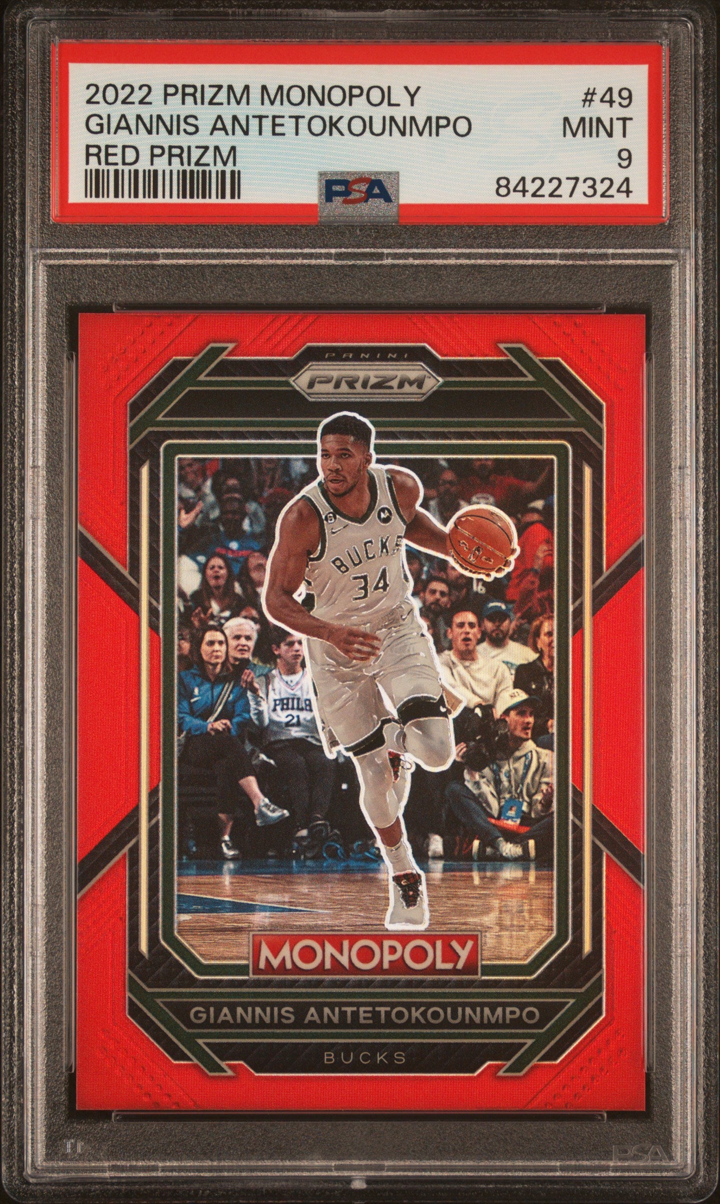 2022 Panini Prizm Monopoly Red Giannis Antetokounmpo #49 /99 PSA 9
