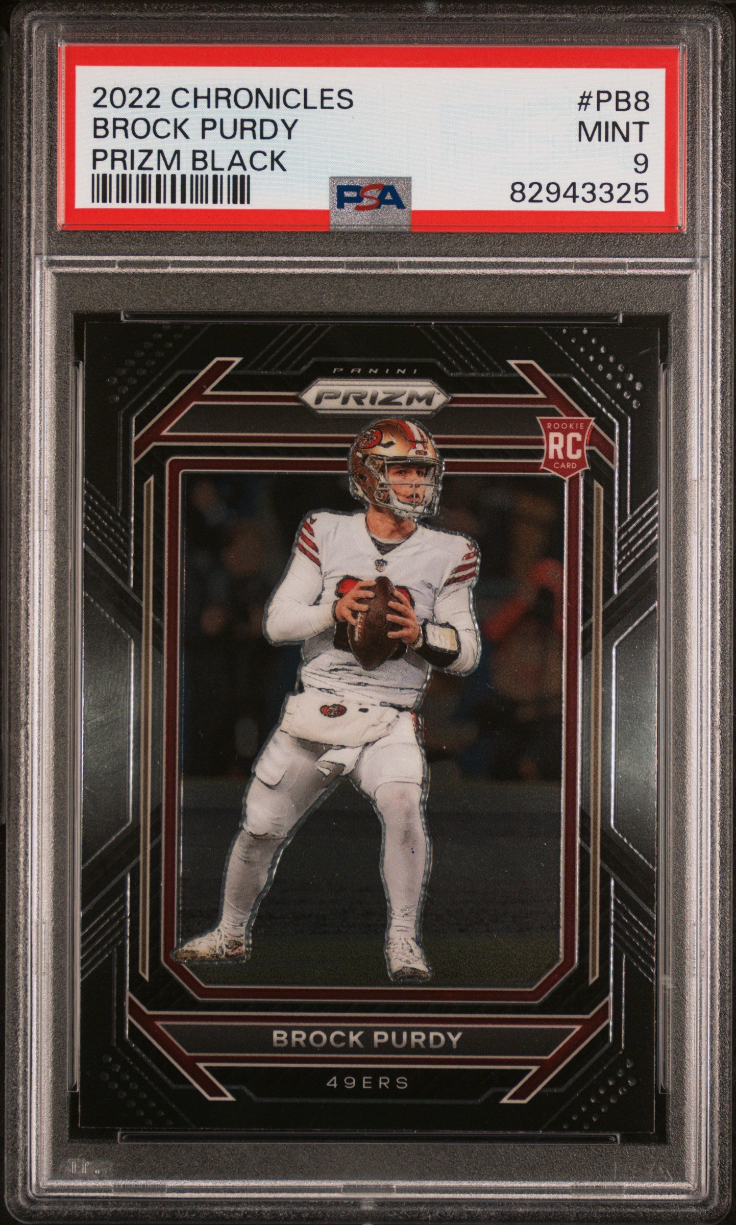 2022 Panini Chronicles Prizm Black Rookie #PB-8 Brock Purdy PSA 9