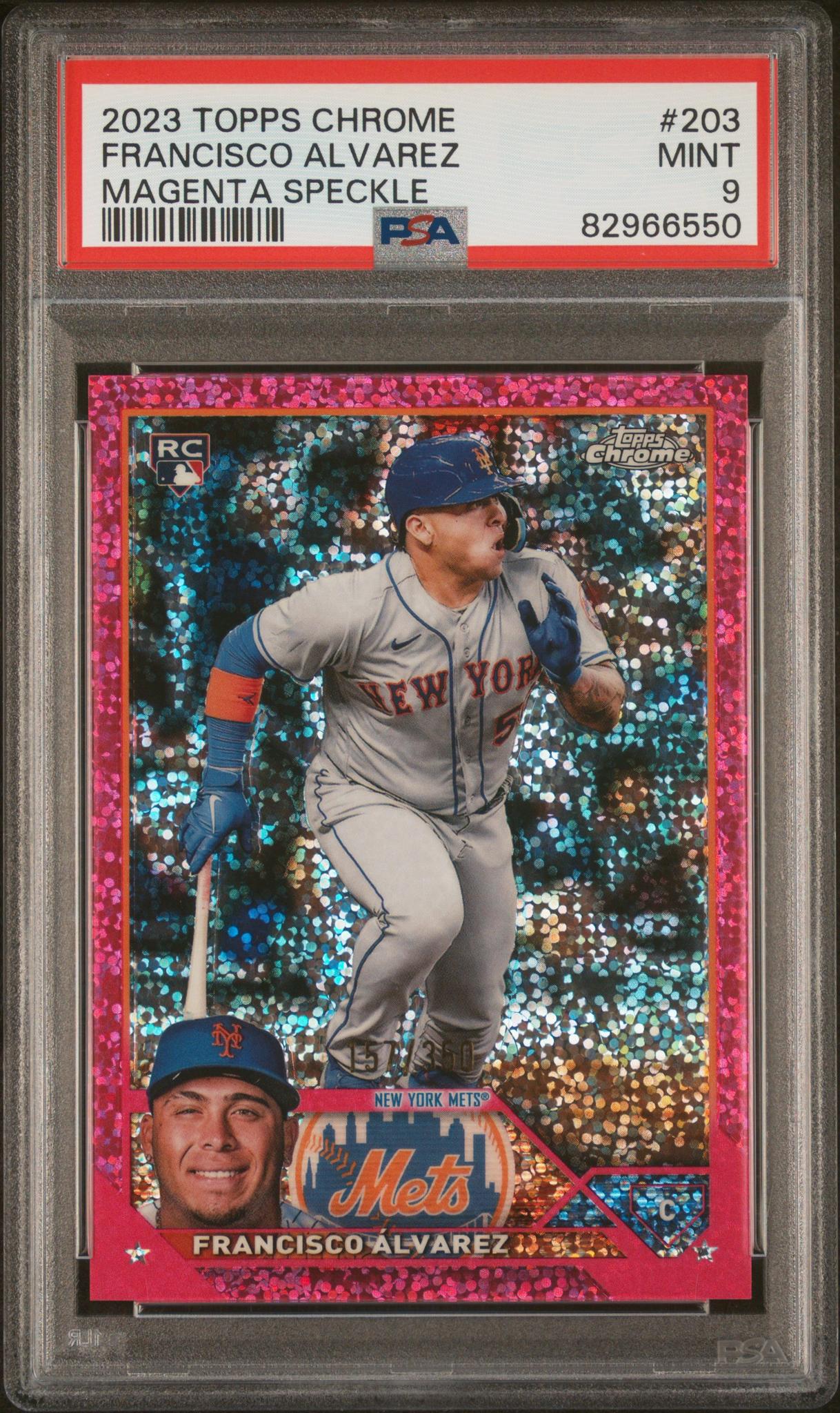 2023 Topps Chrome Magenta Speckle Francisco Alvarez #203 RC PSA 9