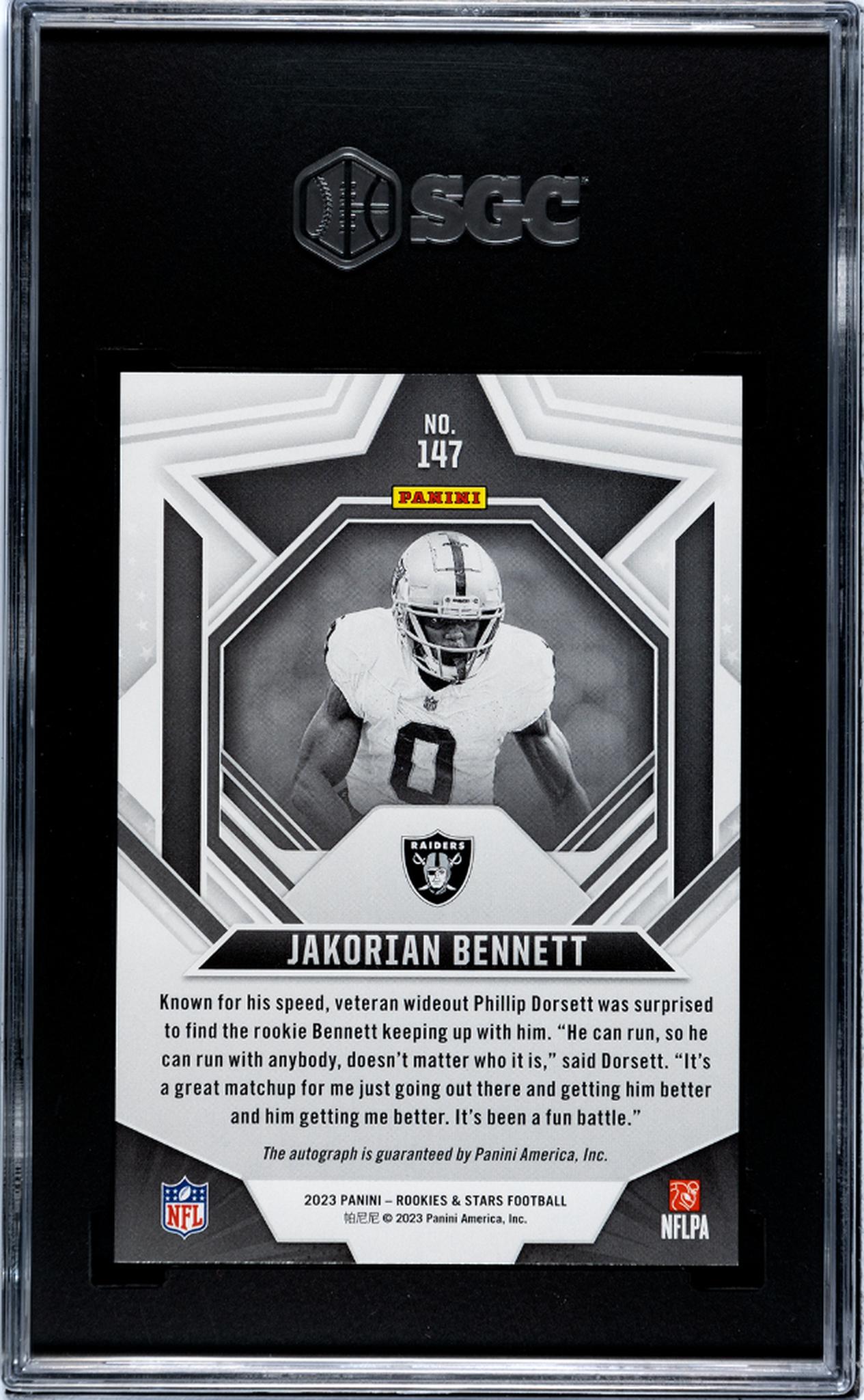 2023 Panini Rookies & Stars #147 Jakorian Bennett Auto. /299 SGC 10