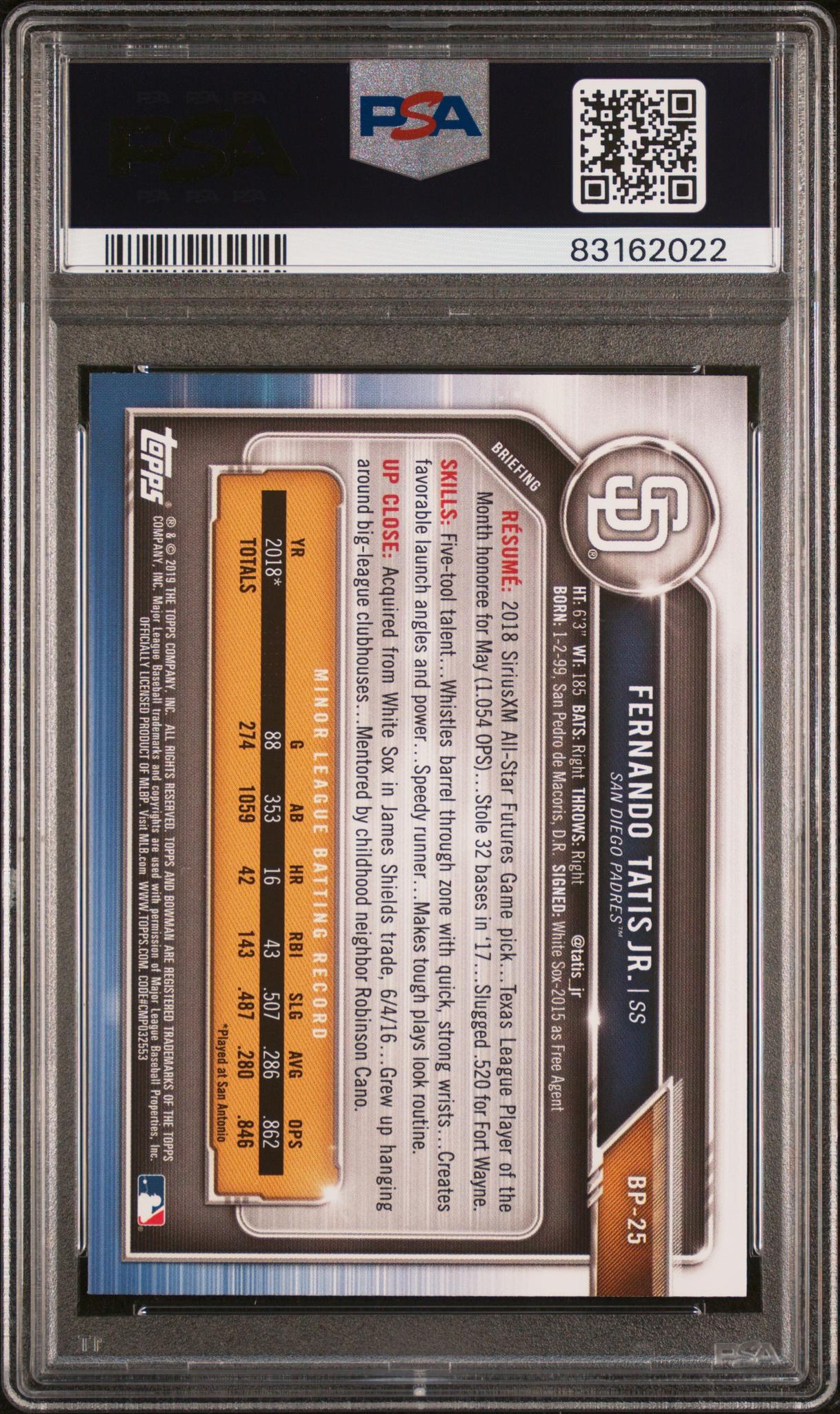 2019 Bowman #BP25 Fernando Tatis Jr. Camo PSA 10