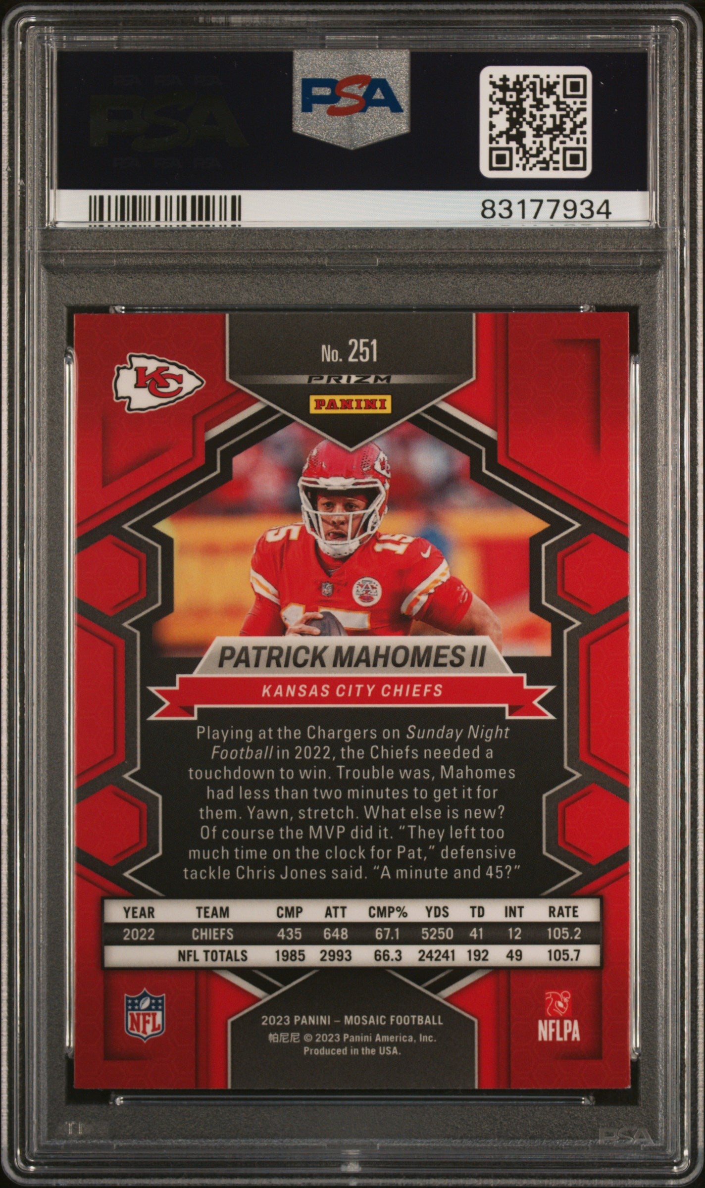 2023 Panini Mosaic Silver Patrick Mahomes II #251 PSA 9