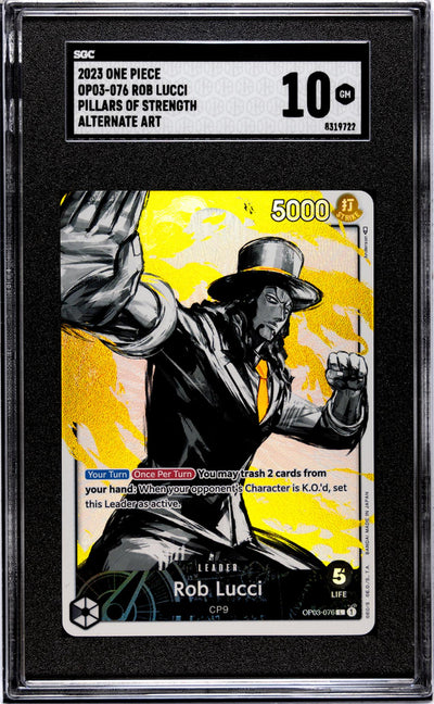 One Piece Card Game Rob Lucci OP03-076 Pillars of Strength SGC 10