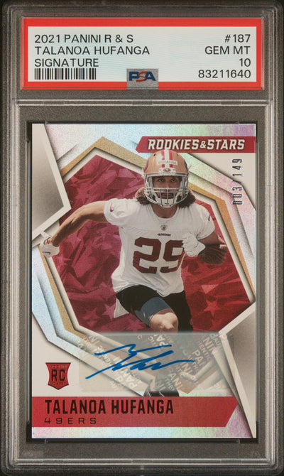2021 Panini Rookies & Stars Signature Talanoa Hufanga #187 /149 PSA 10