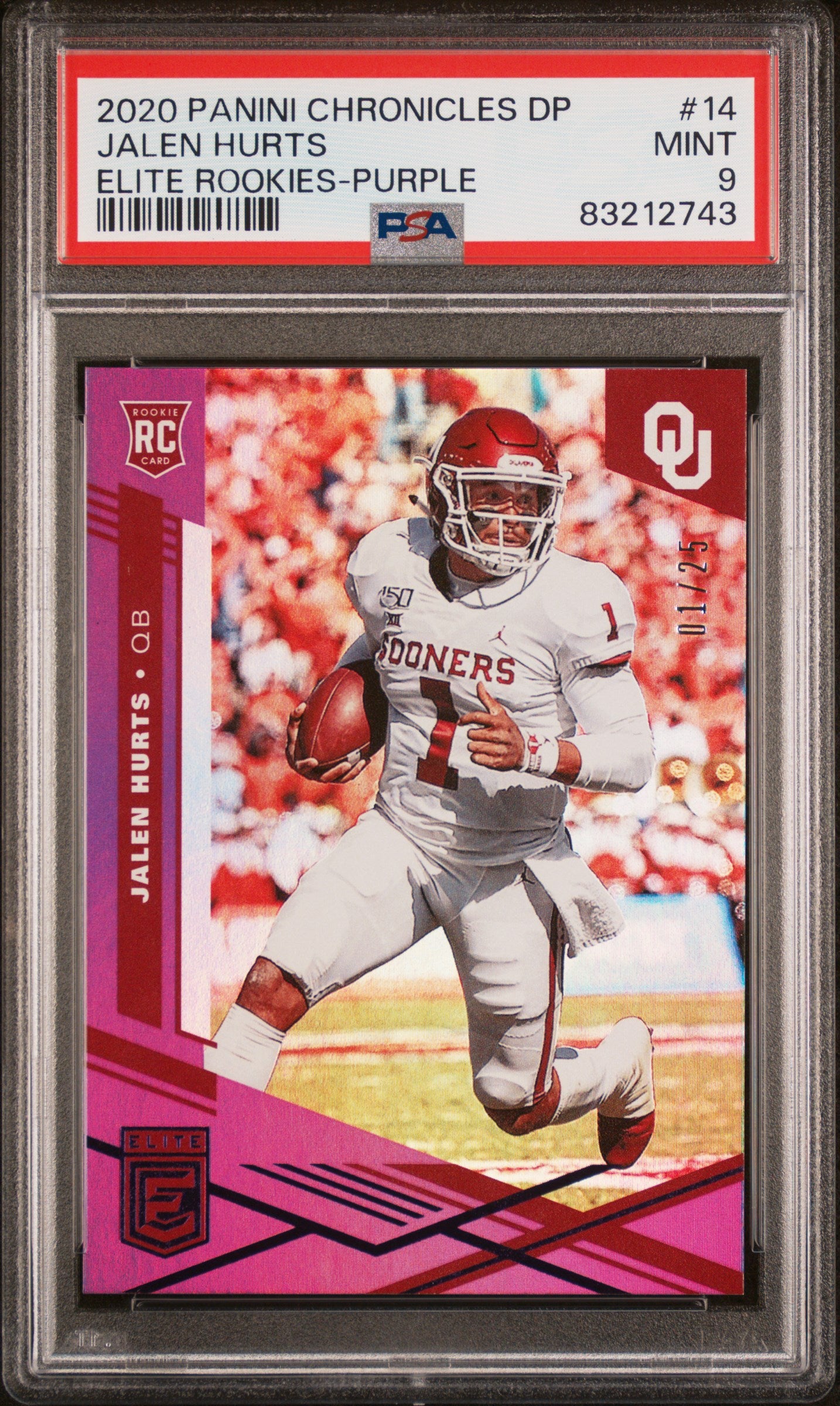 2020 Panini Chronicles Draft Picks Elite Rookies Purple Jalen Hurts #14 /25 PSA 9