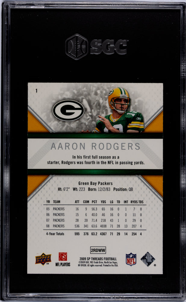 2009 Upper Deck SP Threads Aaron Rodgers #1 SGC 8.5
