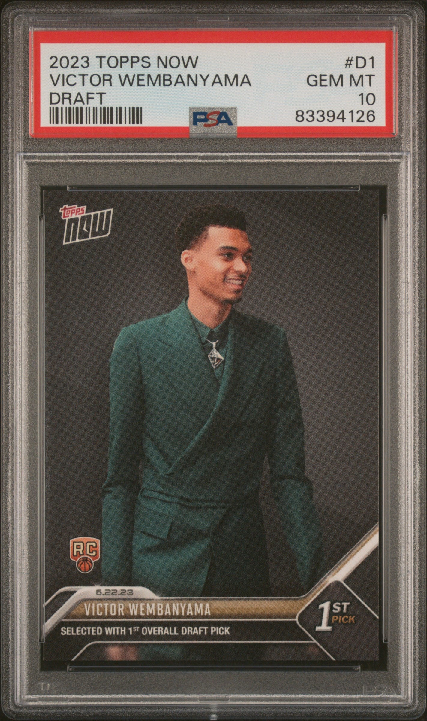 2023 Topps Now Draft Victor Wembanyama #D1 RC PSA 10