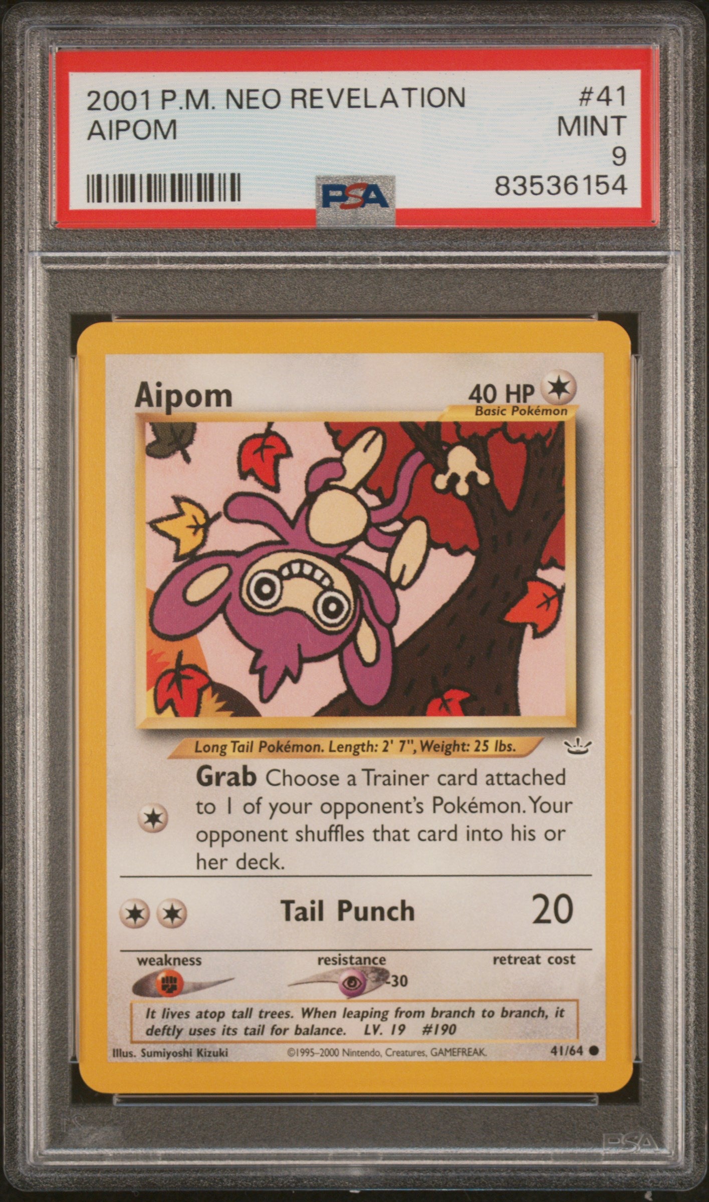 2001 Pokemon #41/64 Aipom Neo Revelation PSA 9