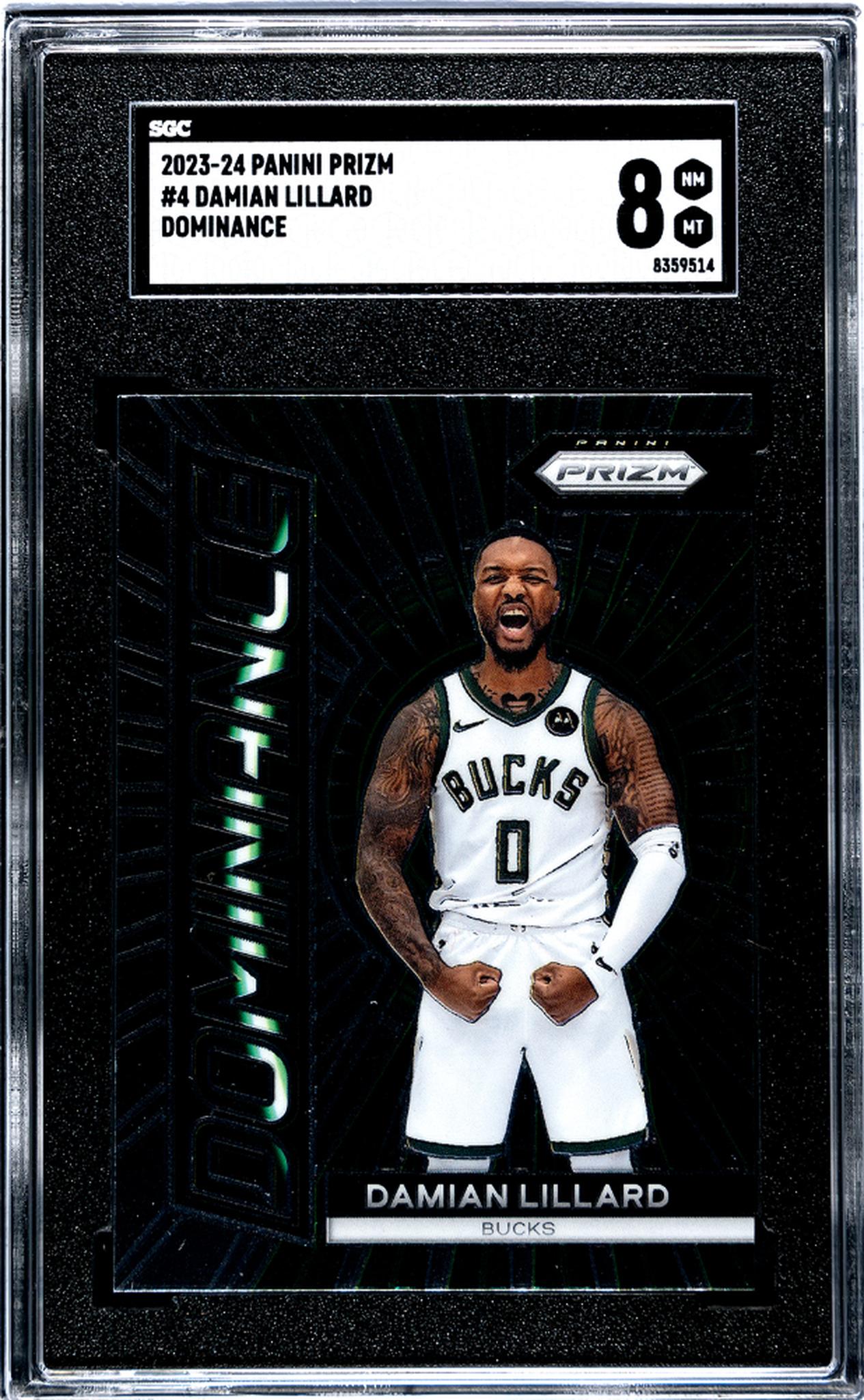 2023-24 Panini Prizm #4 Damian Lillard Dominance SGC 8