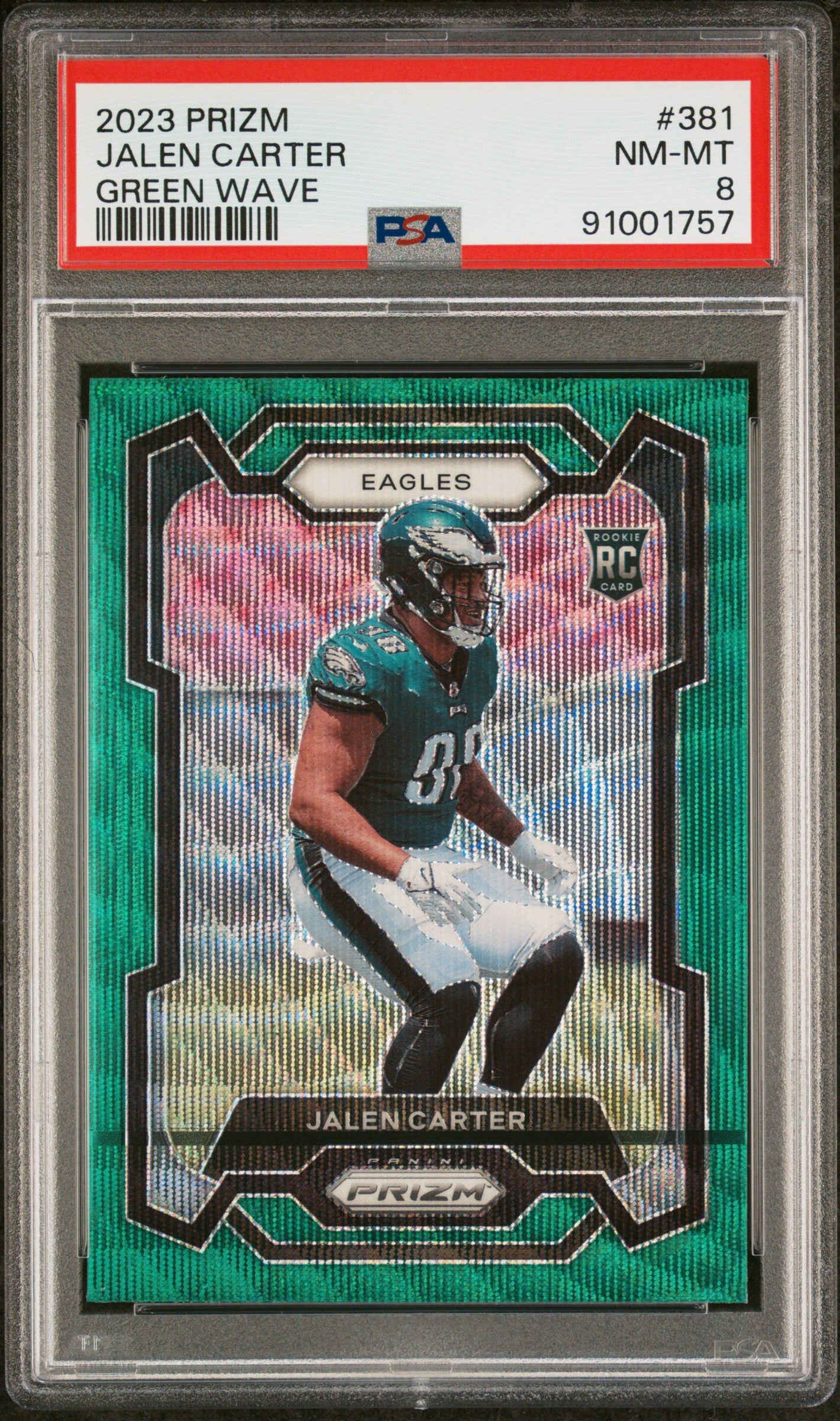 2023 Panini Prizm Green Wave Prizm Jalen Carter #381 PSA 8