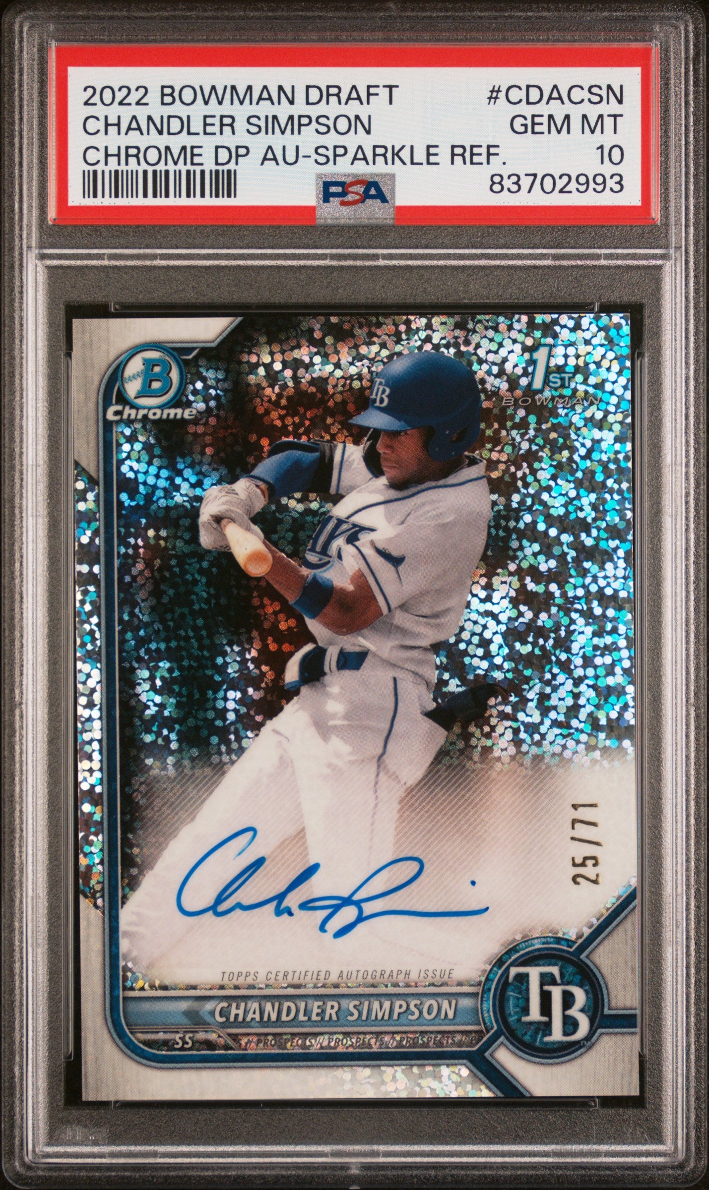2022 Bowman Draft Sparkle Refractor Chandler Simpson #CDA-CSN Auto /71 PSA 10