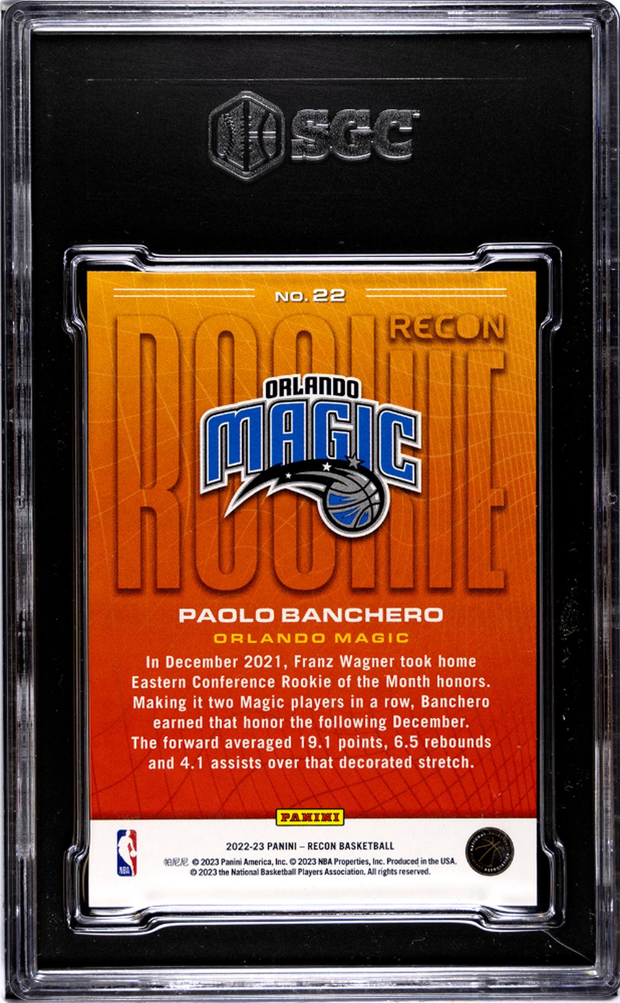 2022 Recon #22 Paolo Banchero Rookie Recon SGC 9