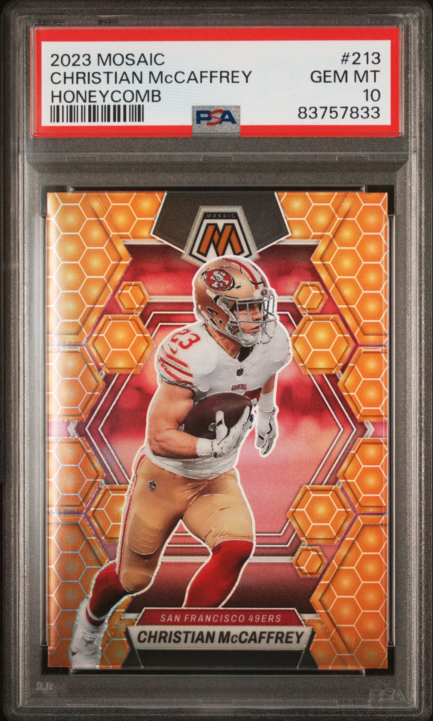 2023 Panini Mosaic Honeycomb Christian McCaffrey #213 PSA 10