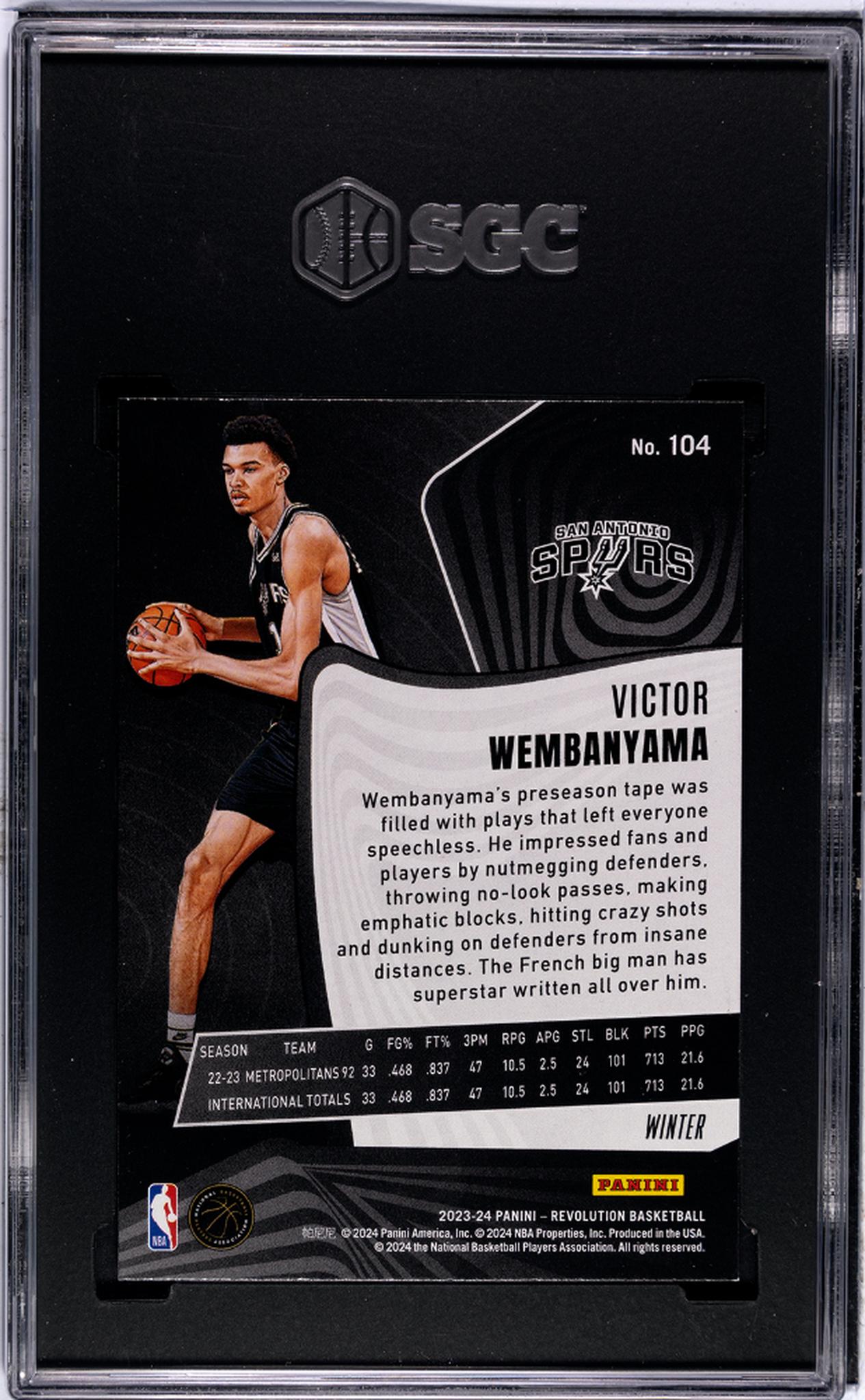 2023-24 Panini Revolution Winter Victor Wembanyama #104 RC SGC 9
