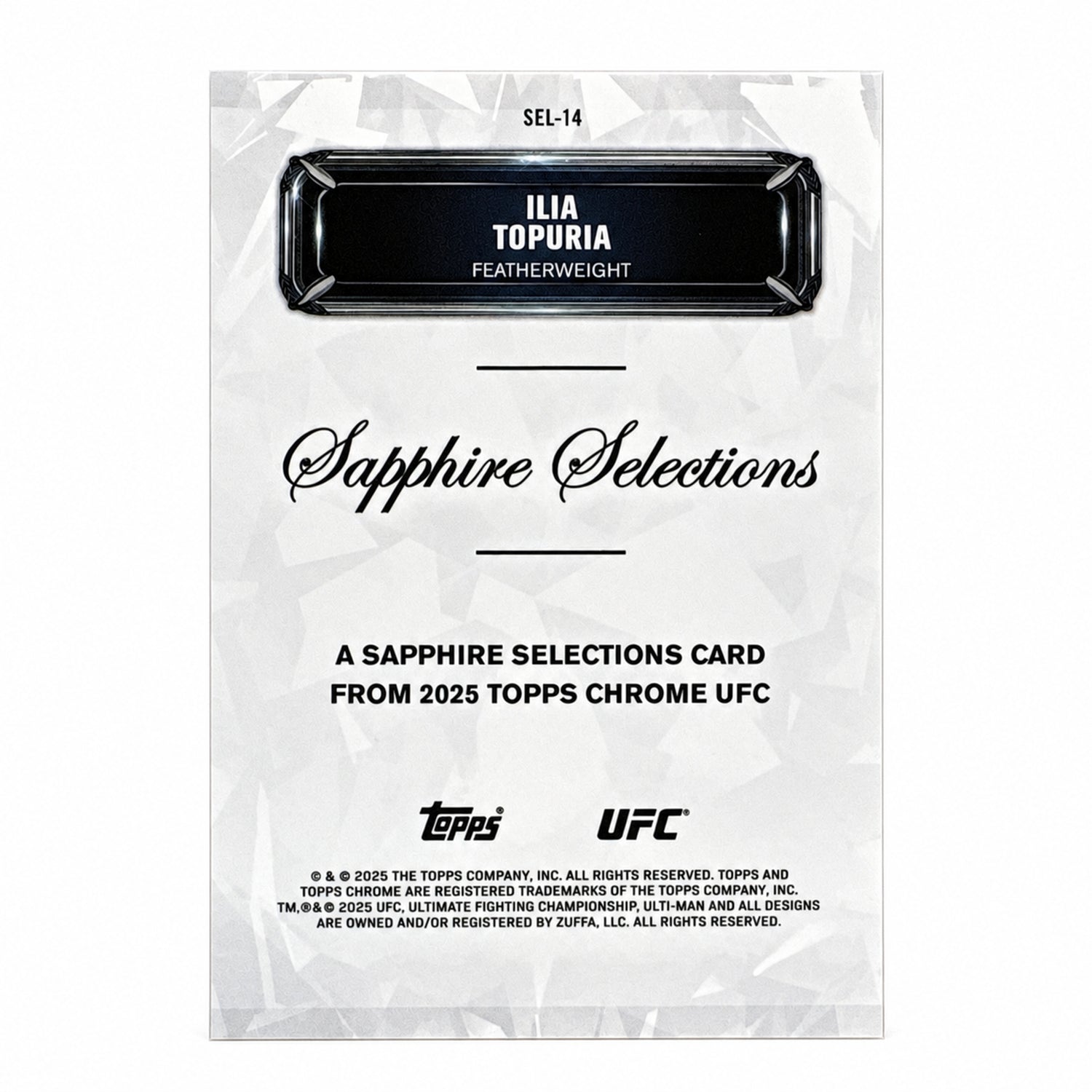 2025 Topps UFC Chrome Sapphire Selections Ilia Topuria SP