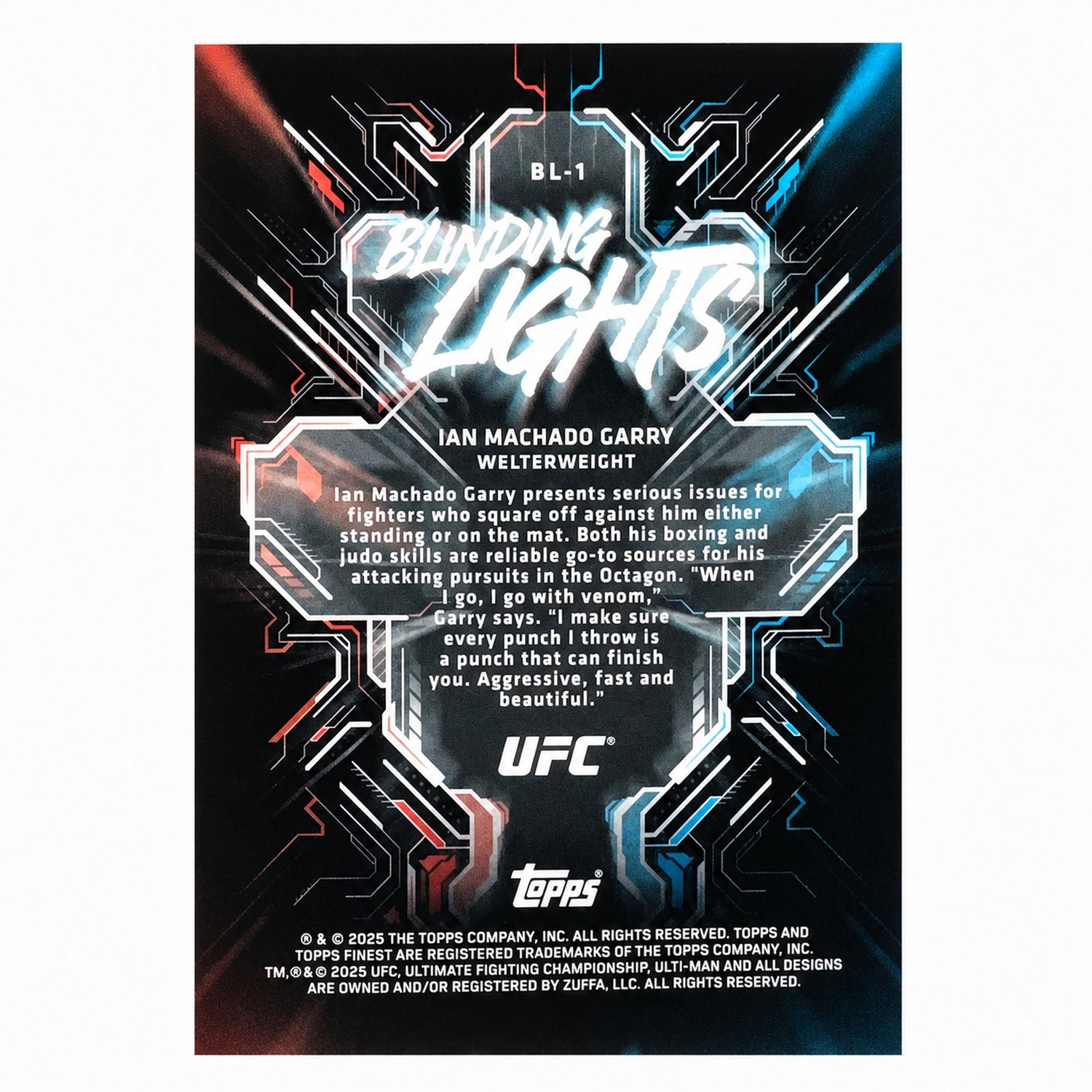 2025 Topps UFC Finest Ian Machado Garry #BL-1 Blinding Lights