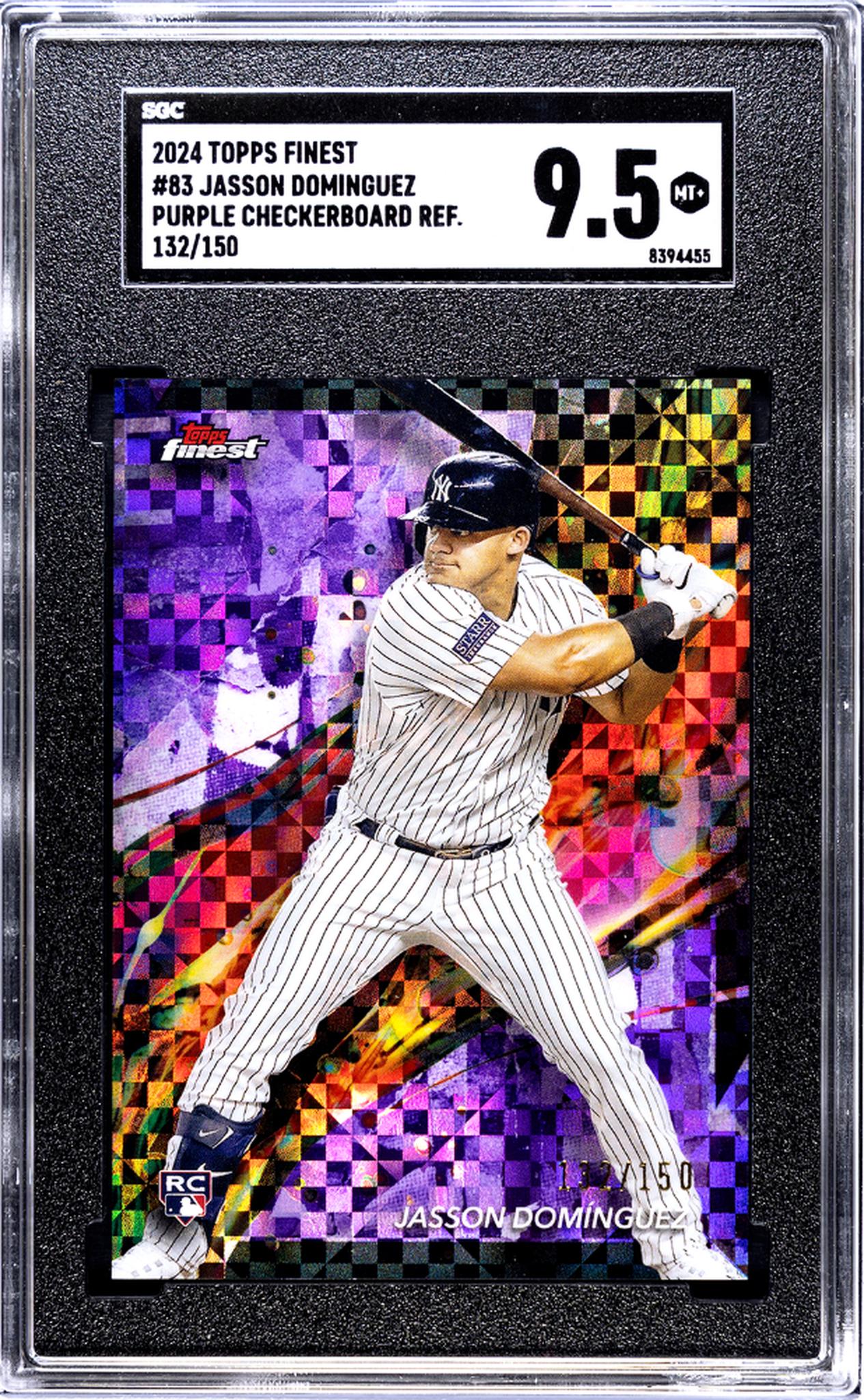 2024 Topps Finest #83 Jasson Dominguez Purple Checkerboard Ref SGC 9.5