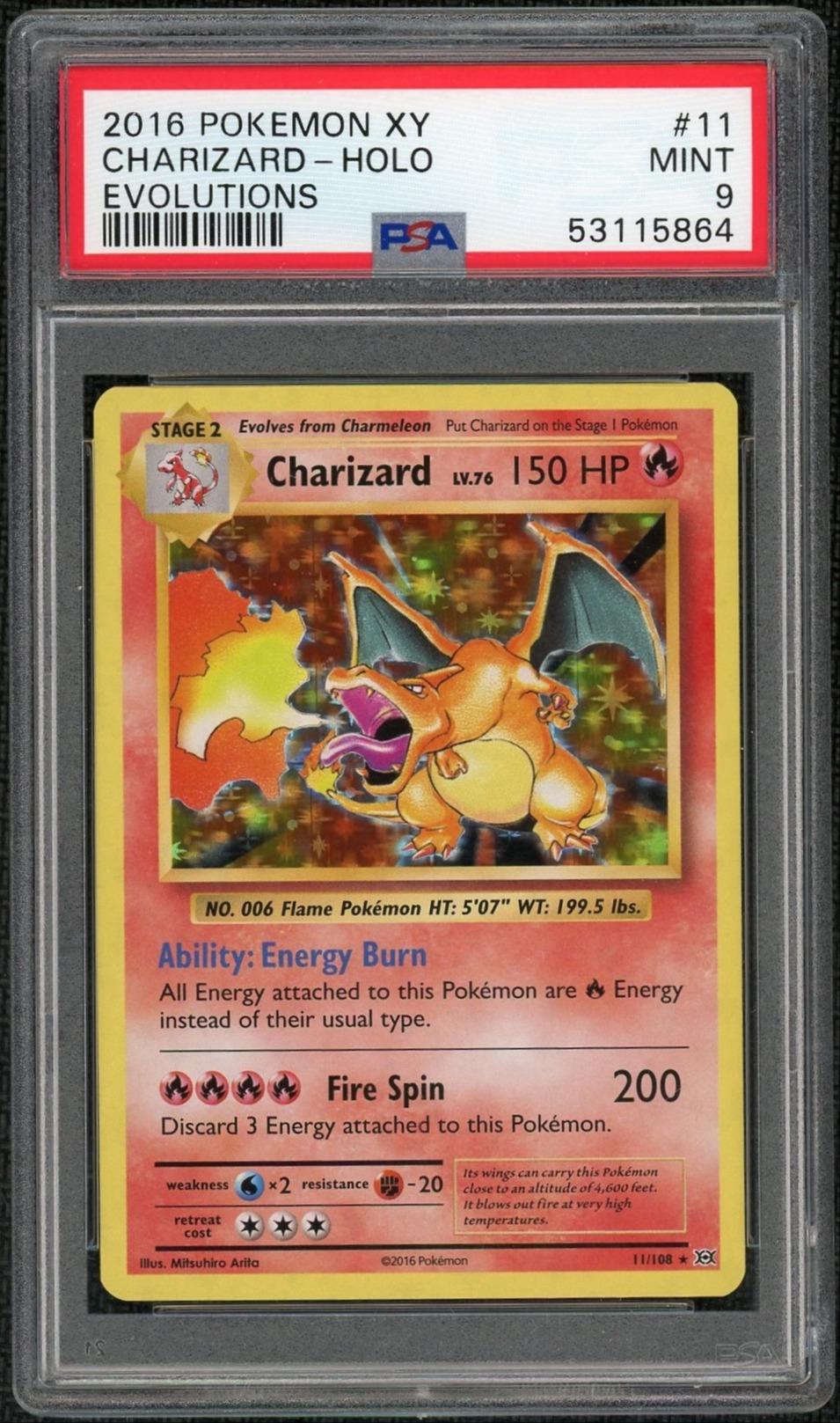 2016 Pokemon XY Evolutions Holo Charizard #11 PSA 9