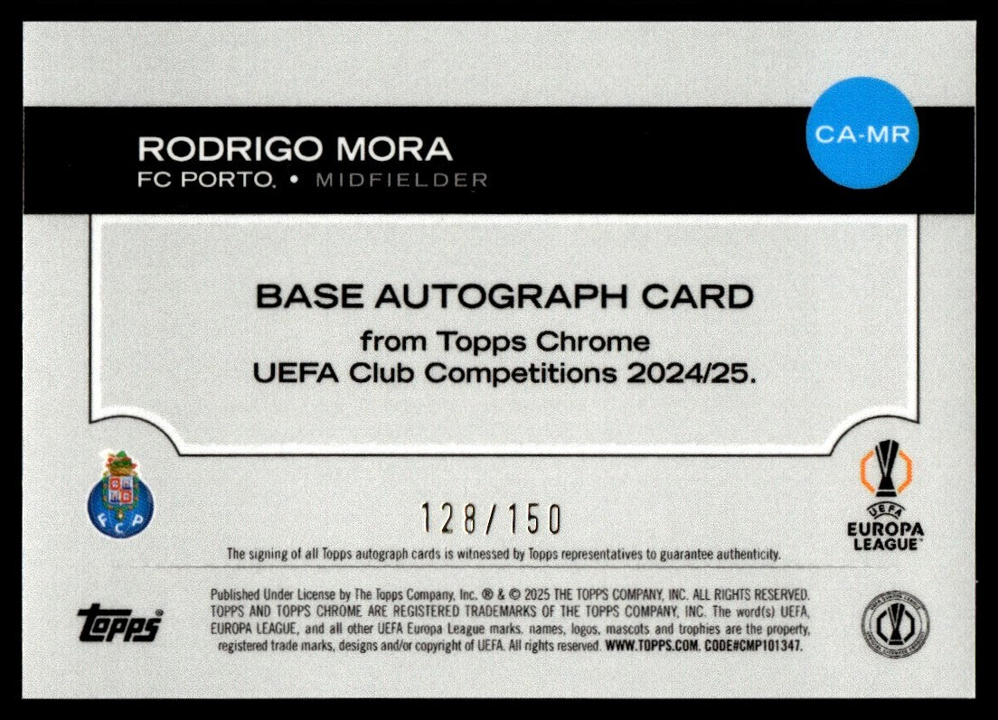 2024 Topps Chrome CA-MR Rodrigo Mora UEFA Club Competitions Rookie /150 FC Porto Auto