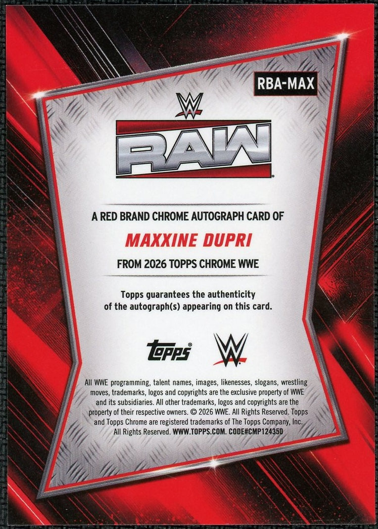 2026 Topps Chrome WWE RBA-MAX Maxxine Dupri Auto Gold /50