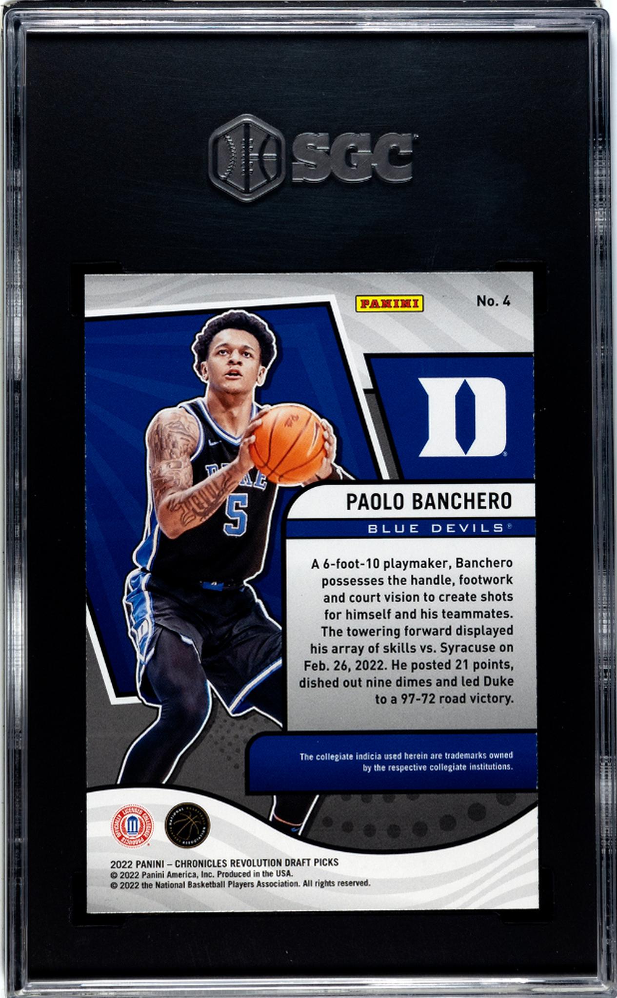 2022-23 Panini Chronicles Draft Picks #4 Paolo Banchero Revolution SGC 9.5
