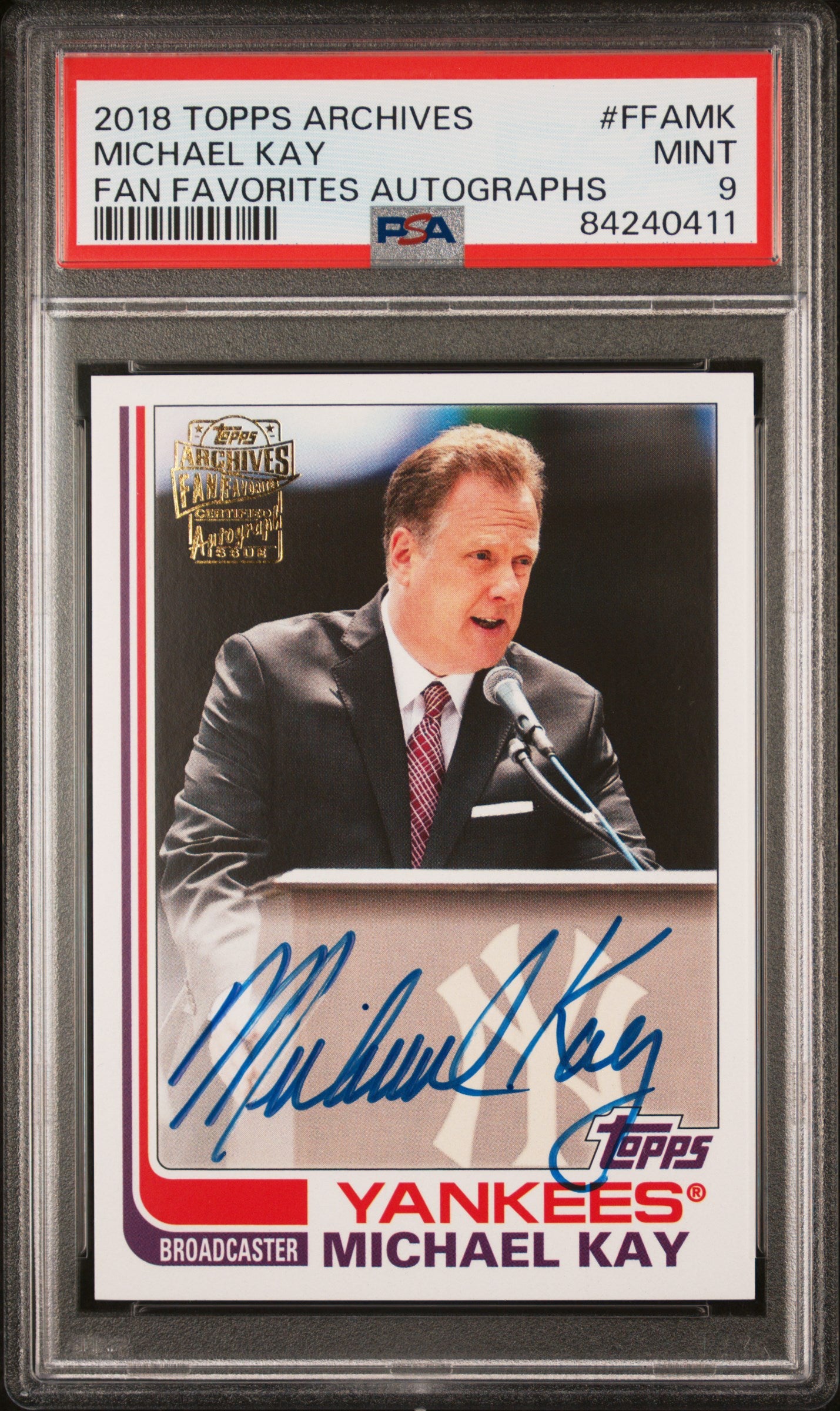 2018 Topps Archives Fan Favorites Autographs Michael Kay #FFAMK Auto PSA 9