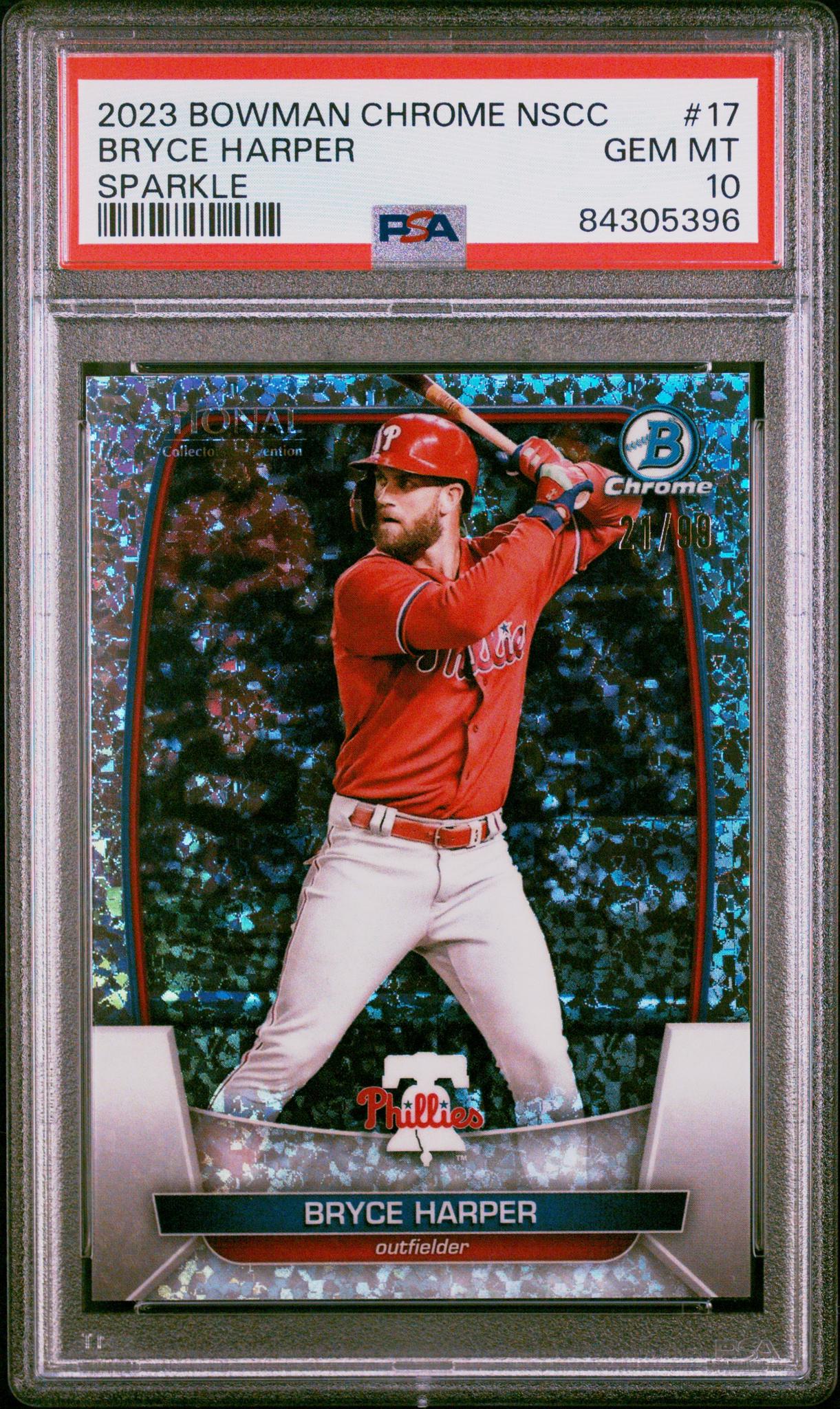 2023 Bowman Chrome #17 Bryce Harper Sparkle /99 PSA 10