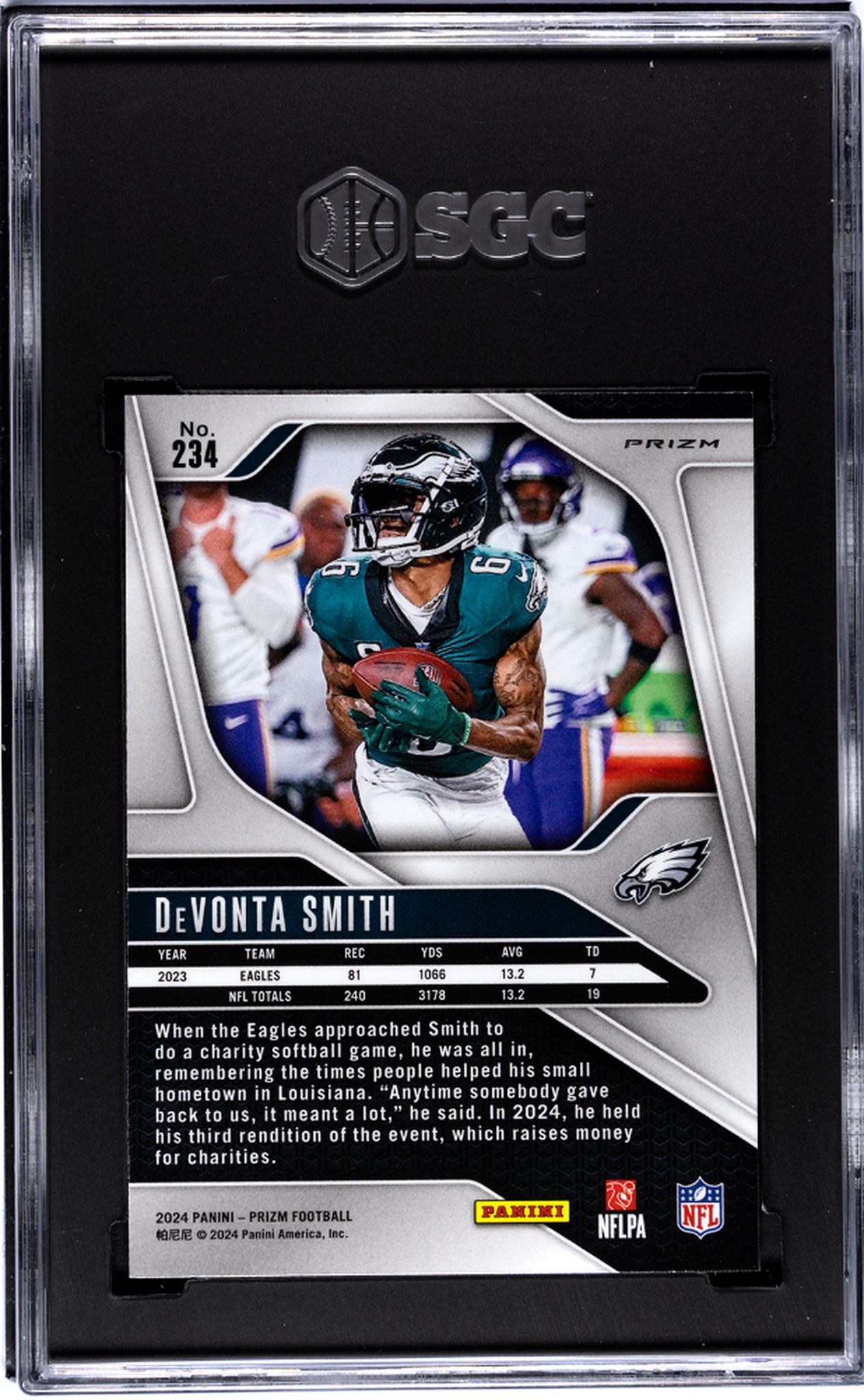 2024 Panini Prizm Red White Blue Prizm DeVonta Smith #234 SGC 9.5