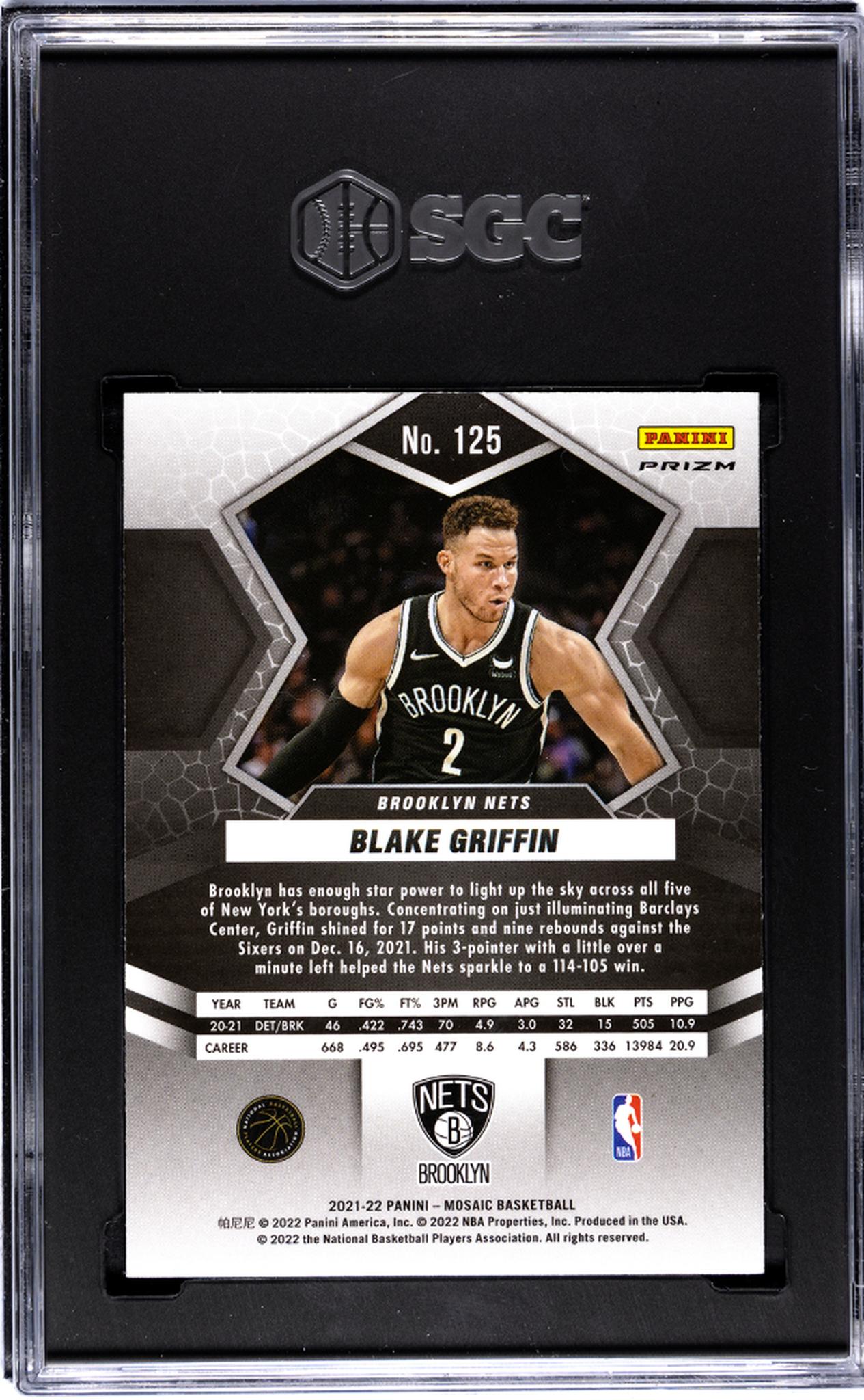 2021-22 Panini Mosaic Silver Fast Break Prizm Blake Griffin #125 SGC 9.5